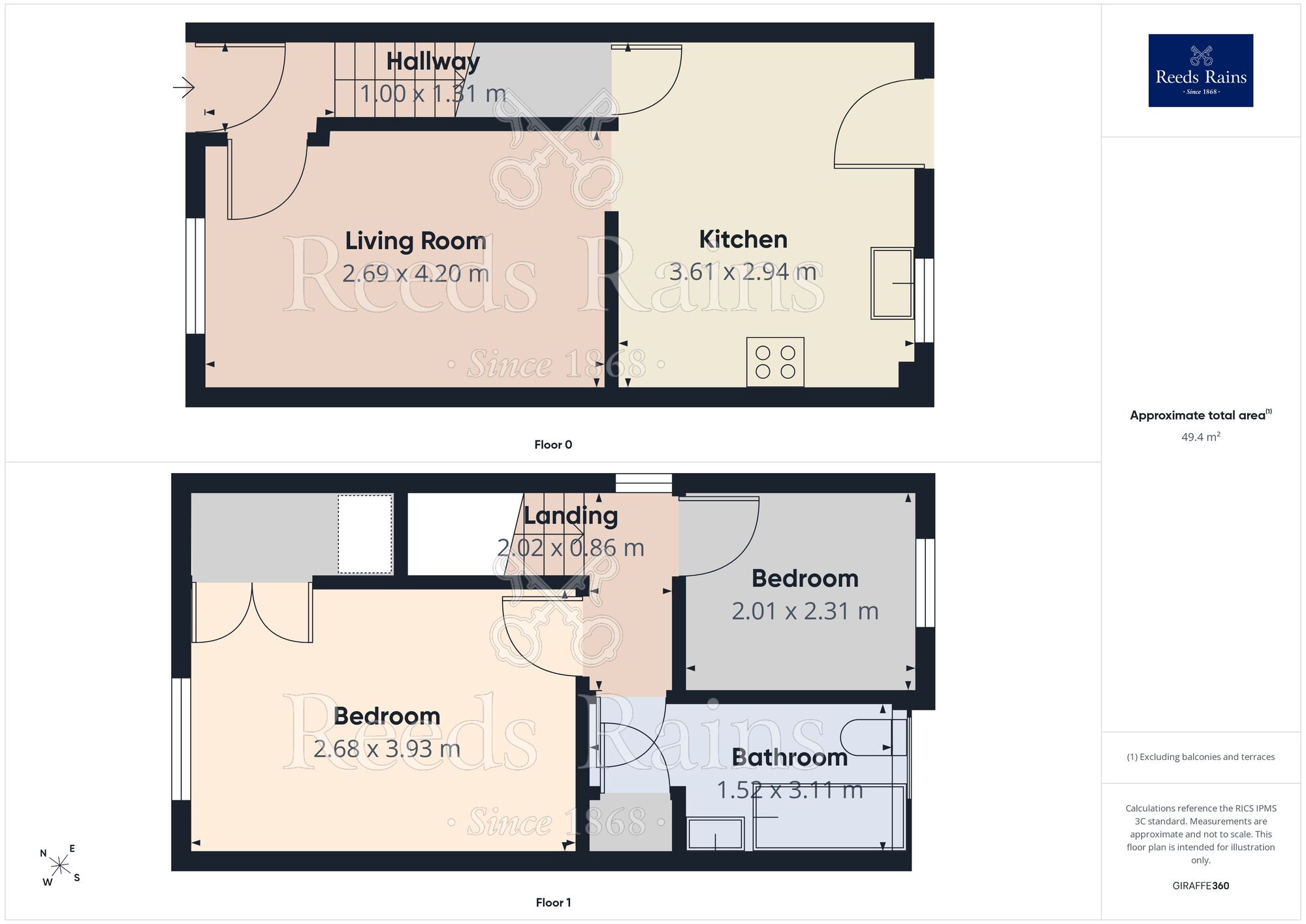 Floorplan of 2 bedroom Semi Detached House for sale, Blackthorn Close, Hasland, Derbyshire, S41