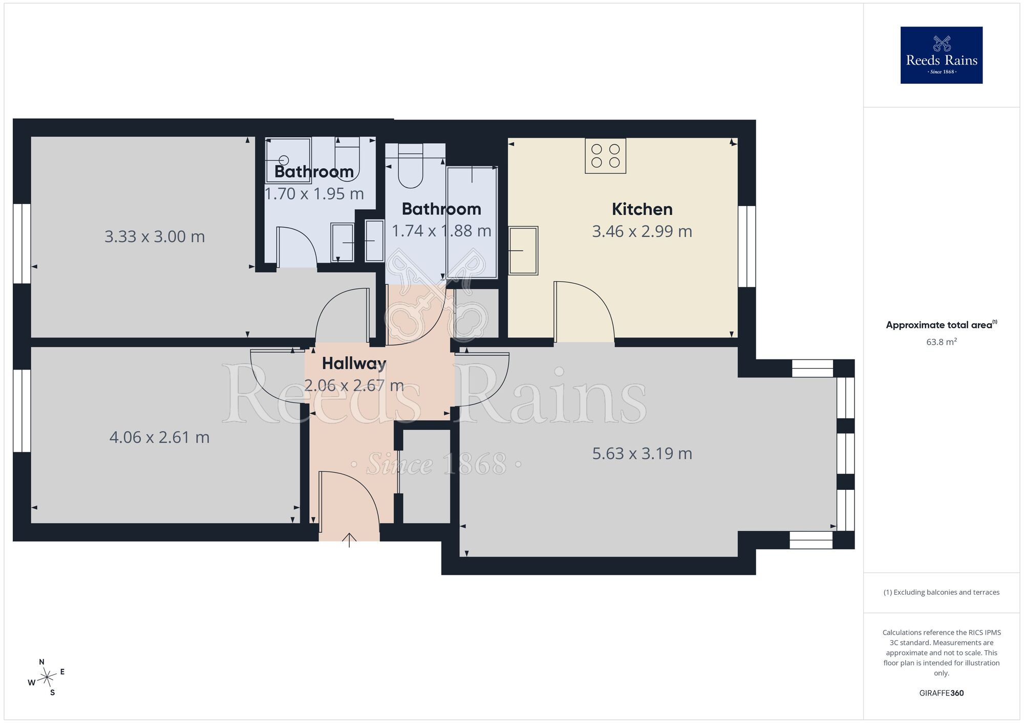 Floorplan of 2 bedroom Flat to rent, Archdale Close, Chesterfield, Derbyshire, S40