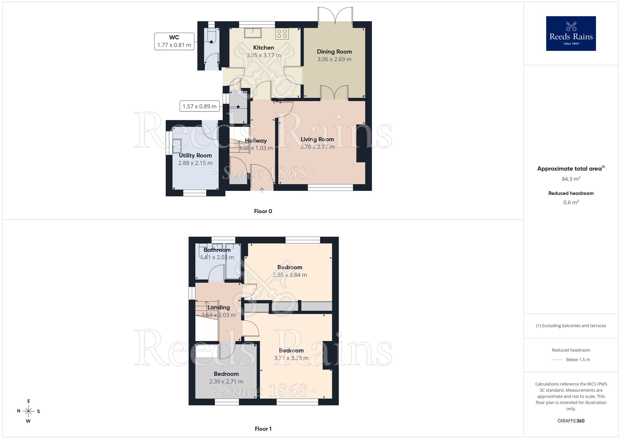 Floorplan of 3 bedroom Semi Detached House for sale, Stanley Avenue, Inkersall, Derbyshire, S43