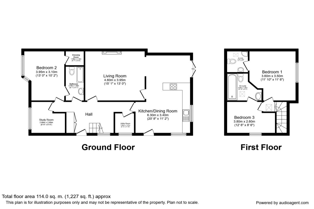 Floorplan of 3 bedroom Semi Detached Bungalow to rent, Wallcroft, Willaston, Neston, CH64