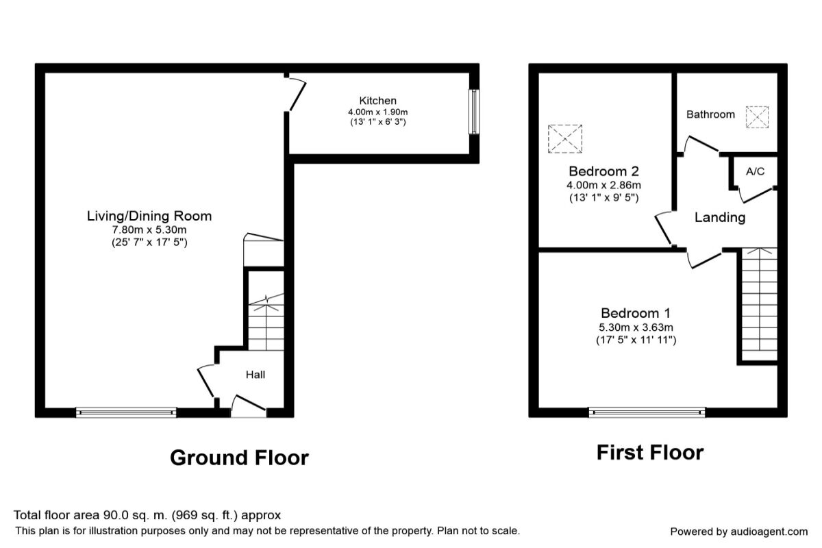 Floorplan of 2 bedroom House to rent, Scholars Court Cross Street, Neston, CH64