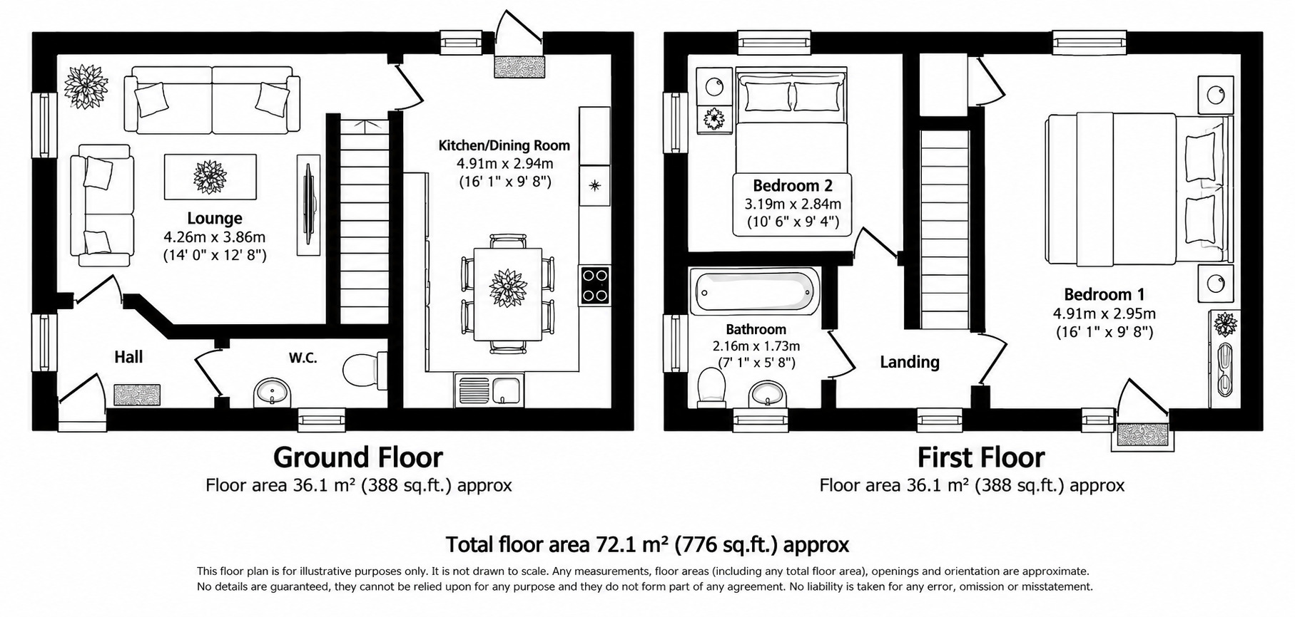 Floorplan of 2 bedroom End Terrace House for sale, Upper Cambrian Road, Chester, Cheshire, CH1