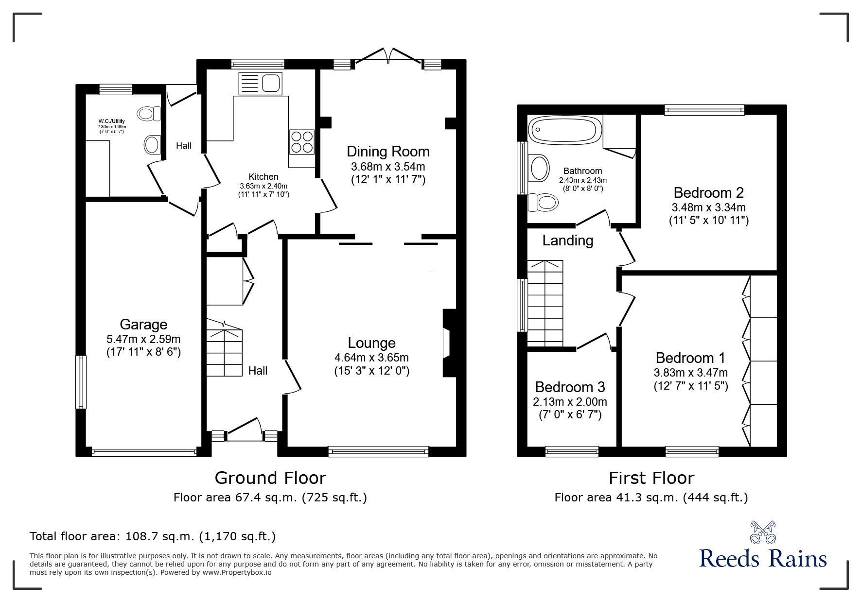 Floorplan of 3 bedroom Semi Detached House for sale, Ullswater Crescent, Chester, Cheshire, CH2