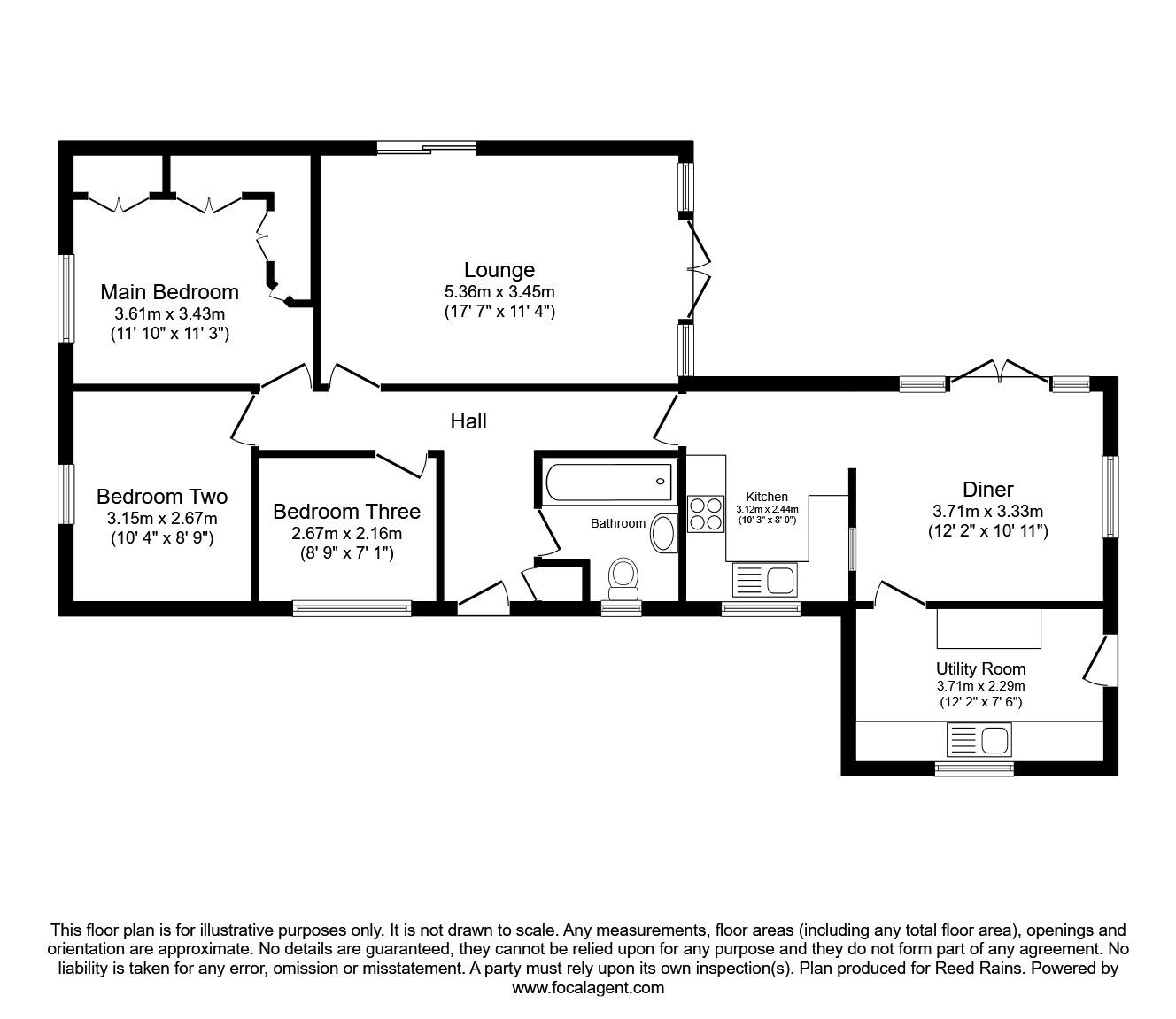 Floorplan of 3 bedroom Detached Bungalow for sale, Sandy Lane, Higher Kinnerton, Flintshire, CH4