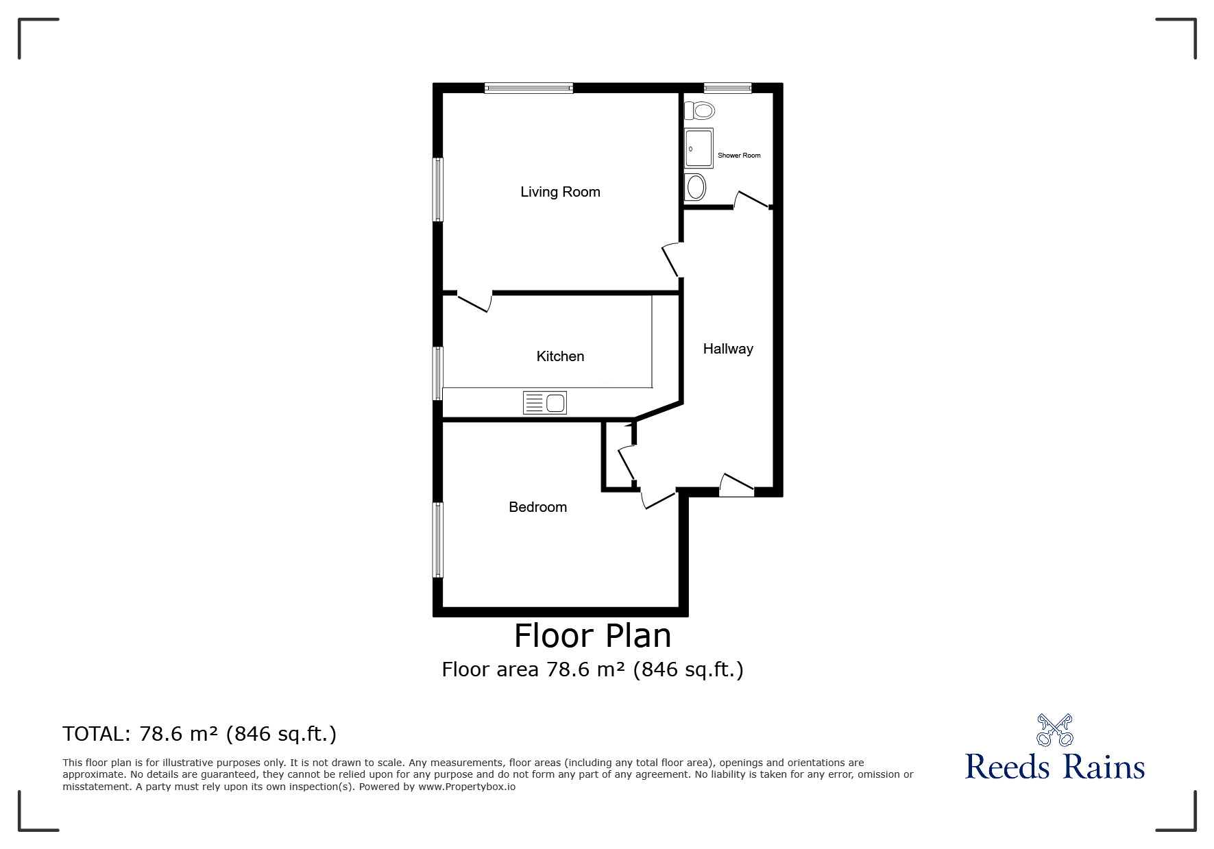 Floorplan of 1 bedroom  Flat for sale, Waterside View, Chester, Cheshire, CH1