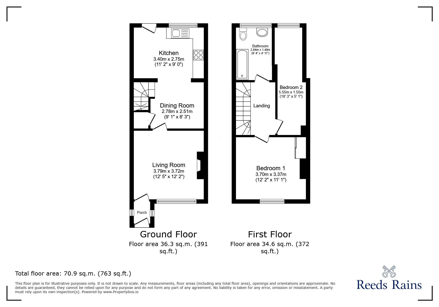 Floorplan of 2 bedroom Mid Terrace House for sale, Mill Lane, Buckley, Flintshire, CH7
