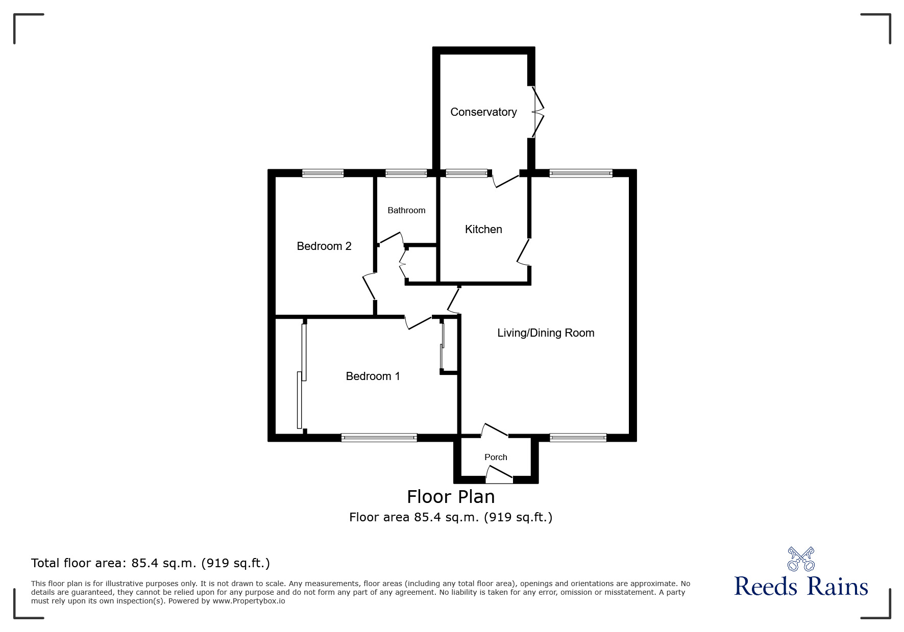 Floorplan of 2 bedroom Semi Detached Bungalow for sale, Hawthorn View, Sealand, Flintshire, CH5
