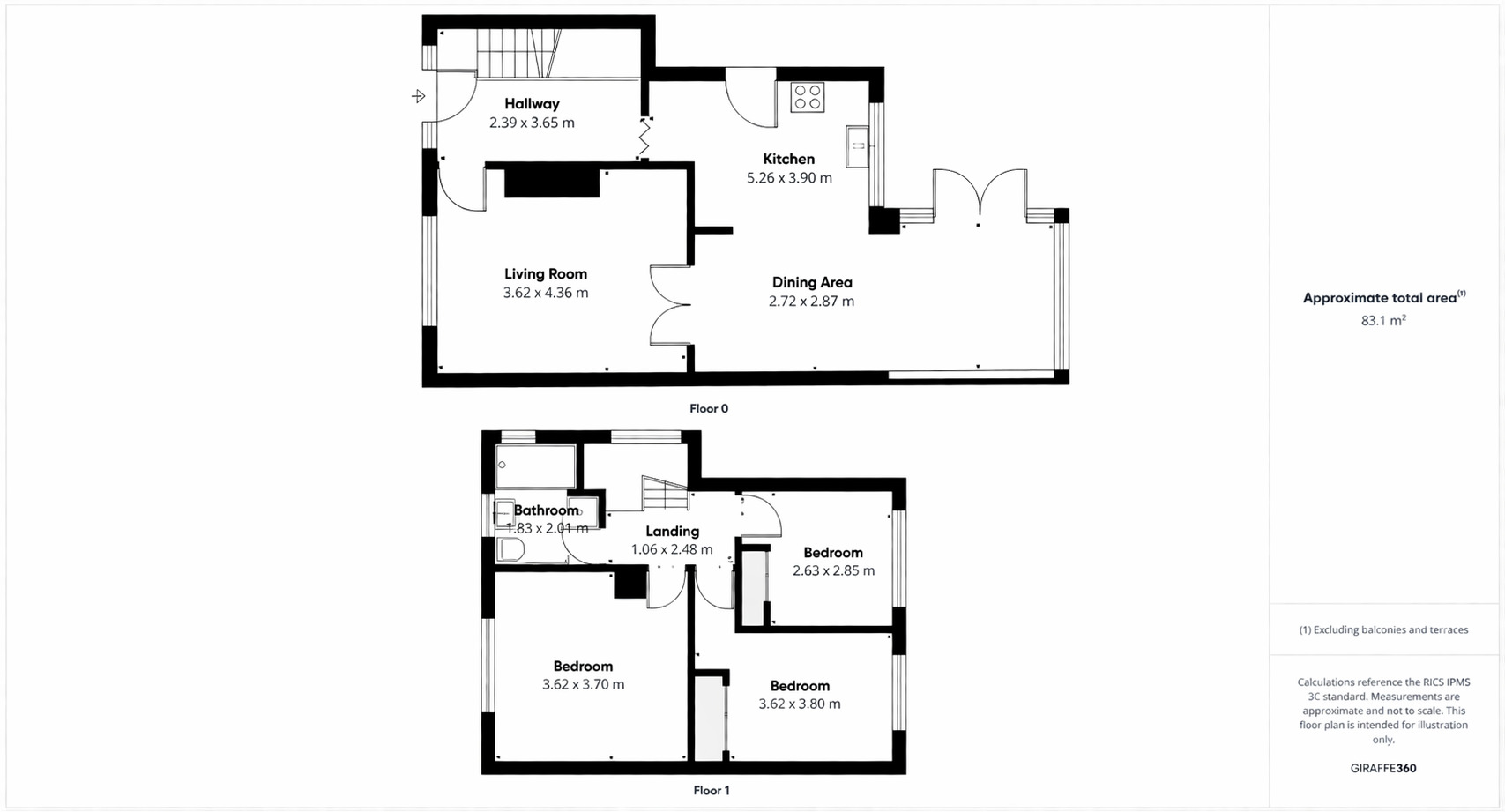 Floorplan of 3 bedroom Mid Terrace House for sale, Richmond Crescent, Vicars Cross, Cheshire, CH3