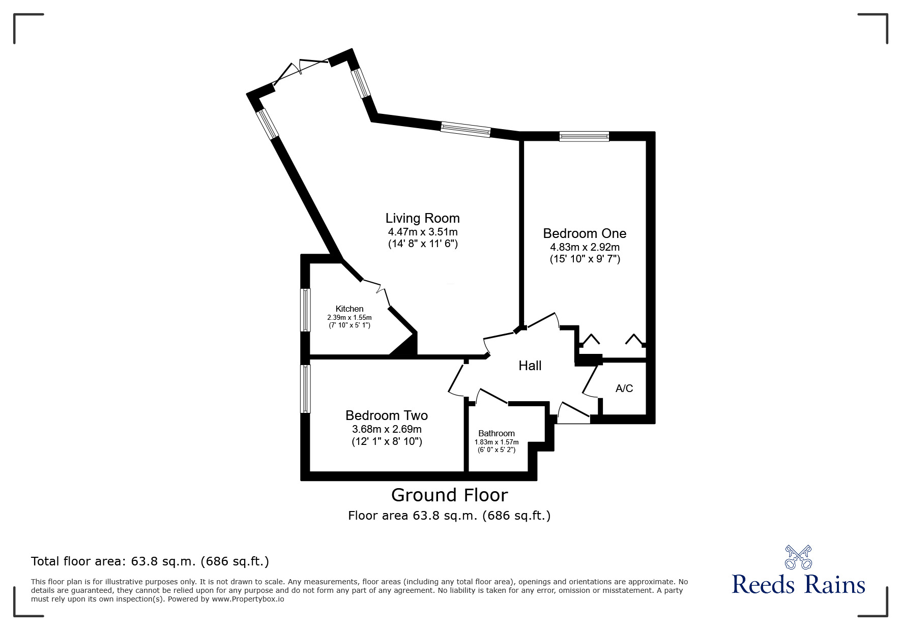 Floorplan of 2 bedroom Flat for sale, Mallard Court, Chester, Cheshire, CH2
