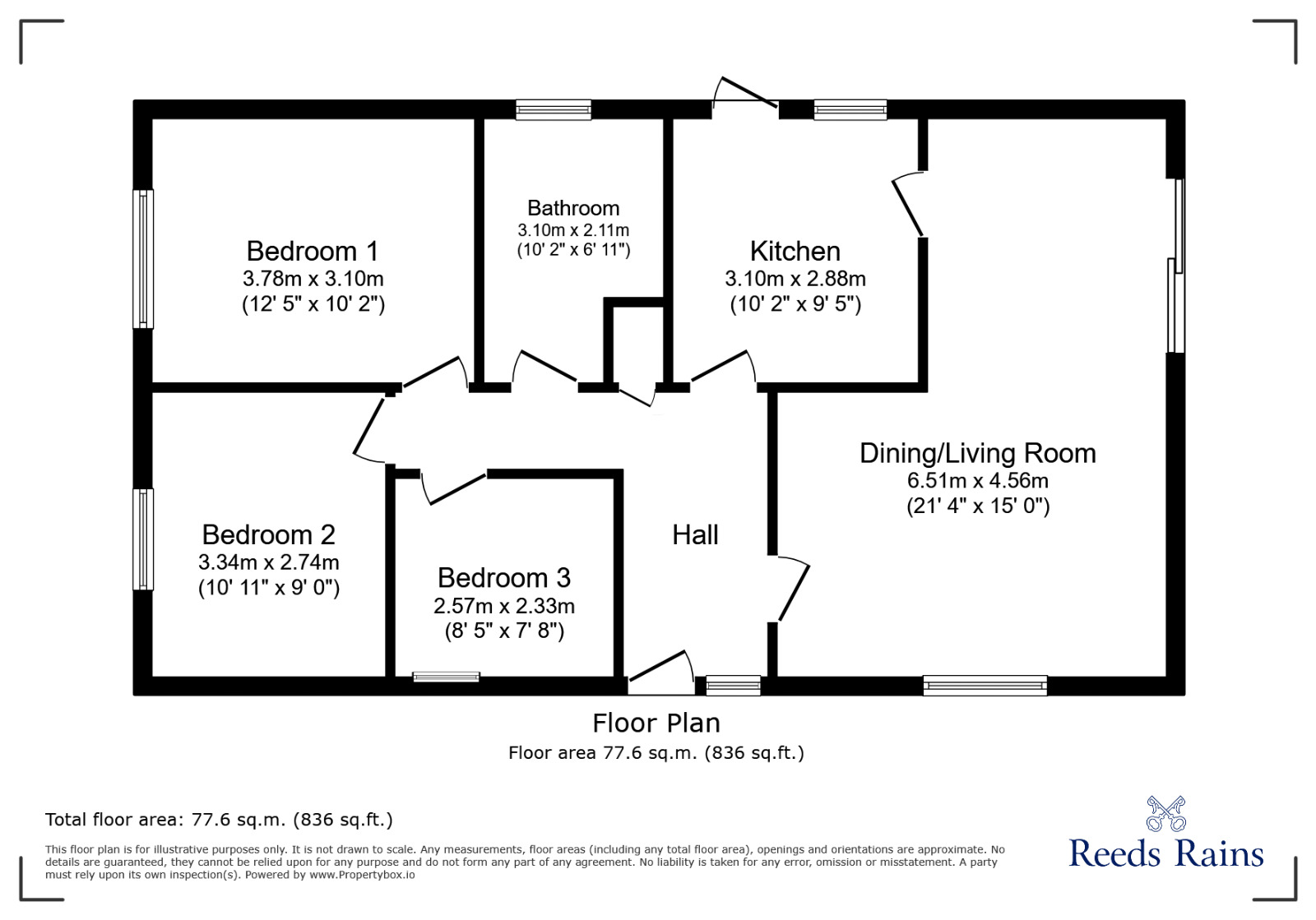 Floorplan of 3 bedroom Bungalow to rent, Melverley Drive, Blacon, Cheshire, CH1