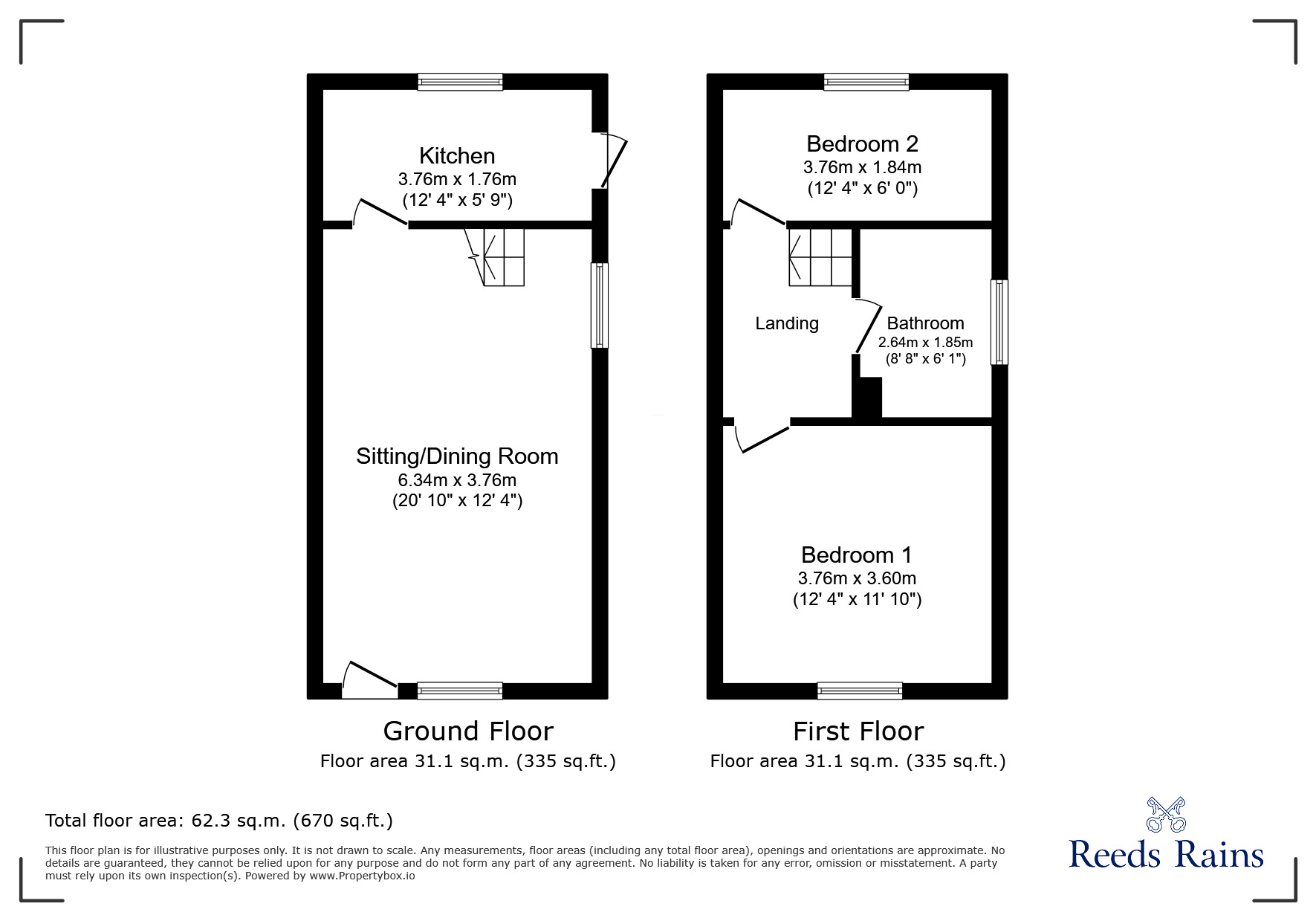 Floorplan of 2 bedroom Semi Detached House for sale, Burntwood Road, Buckley, Flintshire, CH7