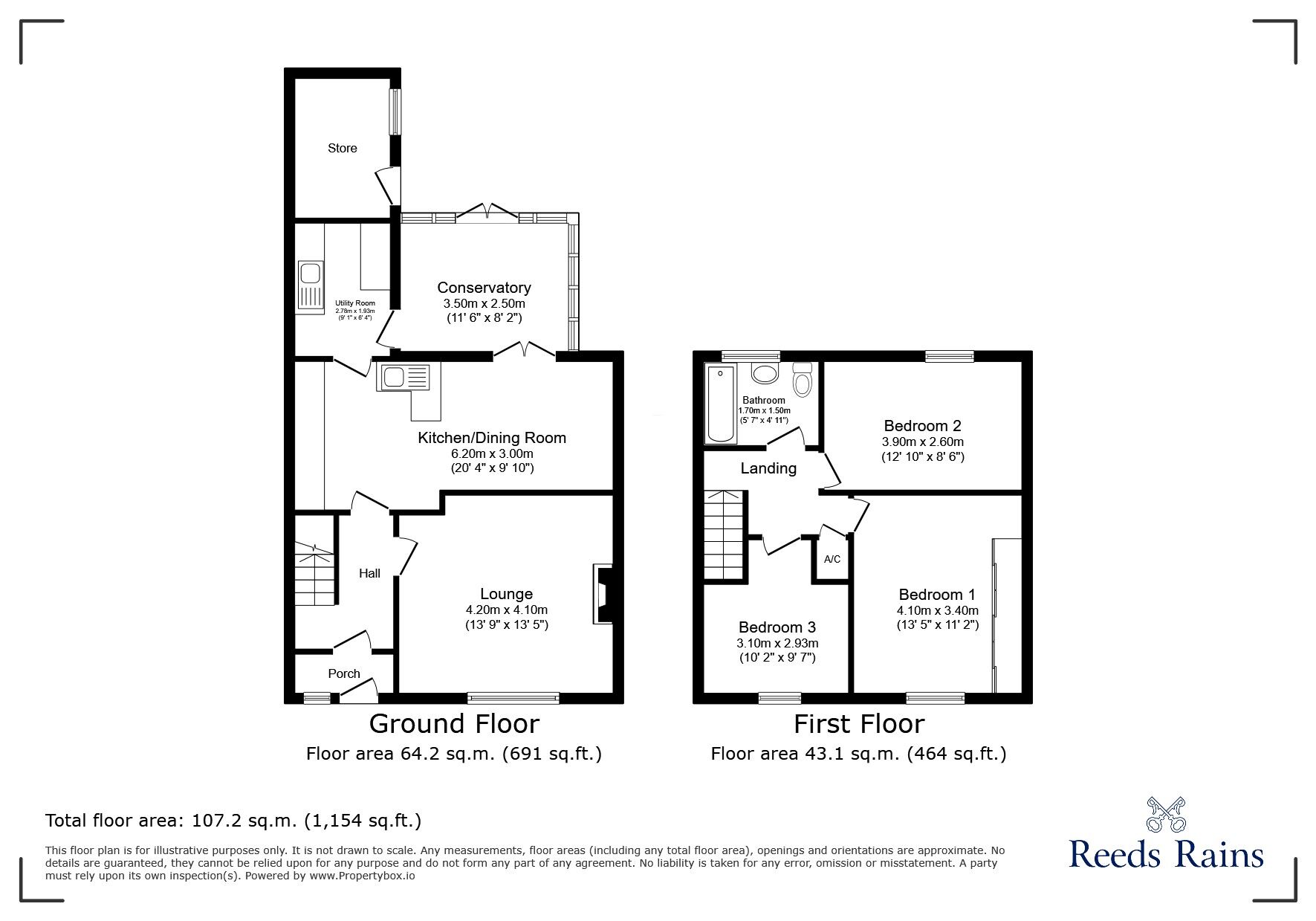 Floorplan of 3 bedroom Mid Terrace House for sale, Greenway, Saughall, Cheshire, CH1