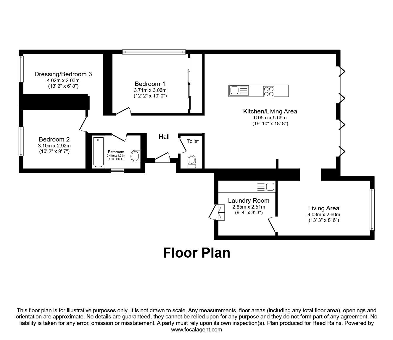 Floorplan of 3 bedroom Detached Bungalow for sale, Merton Drive, Chester, Cheshire, CH4