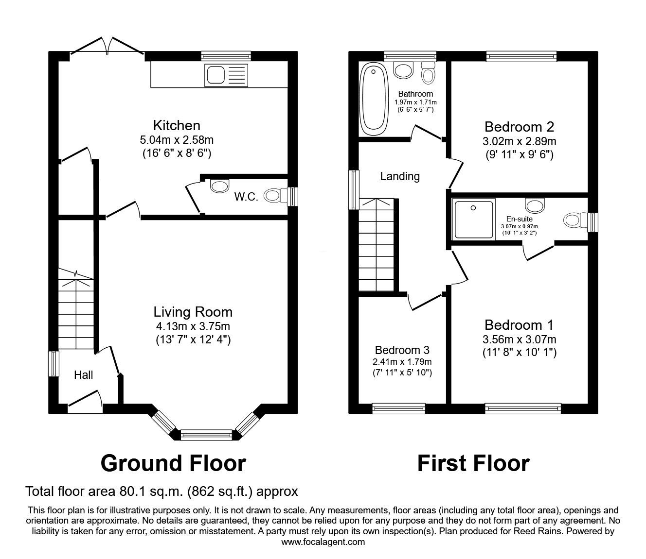 Floorplan of 3 bedroom Detached House for sale, Millers Park, Saltney, Flintshire, CH4