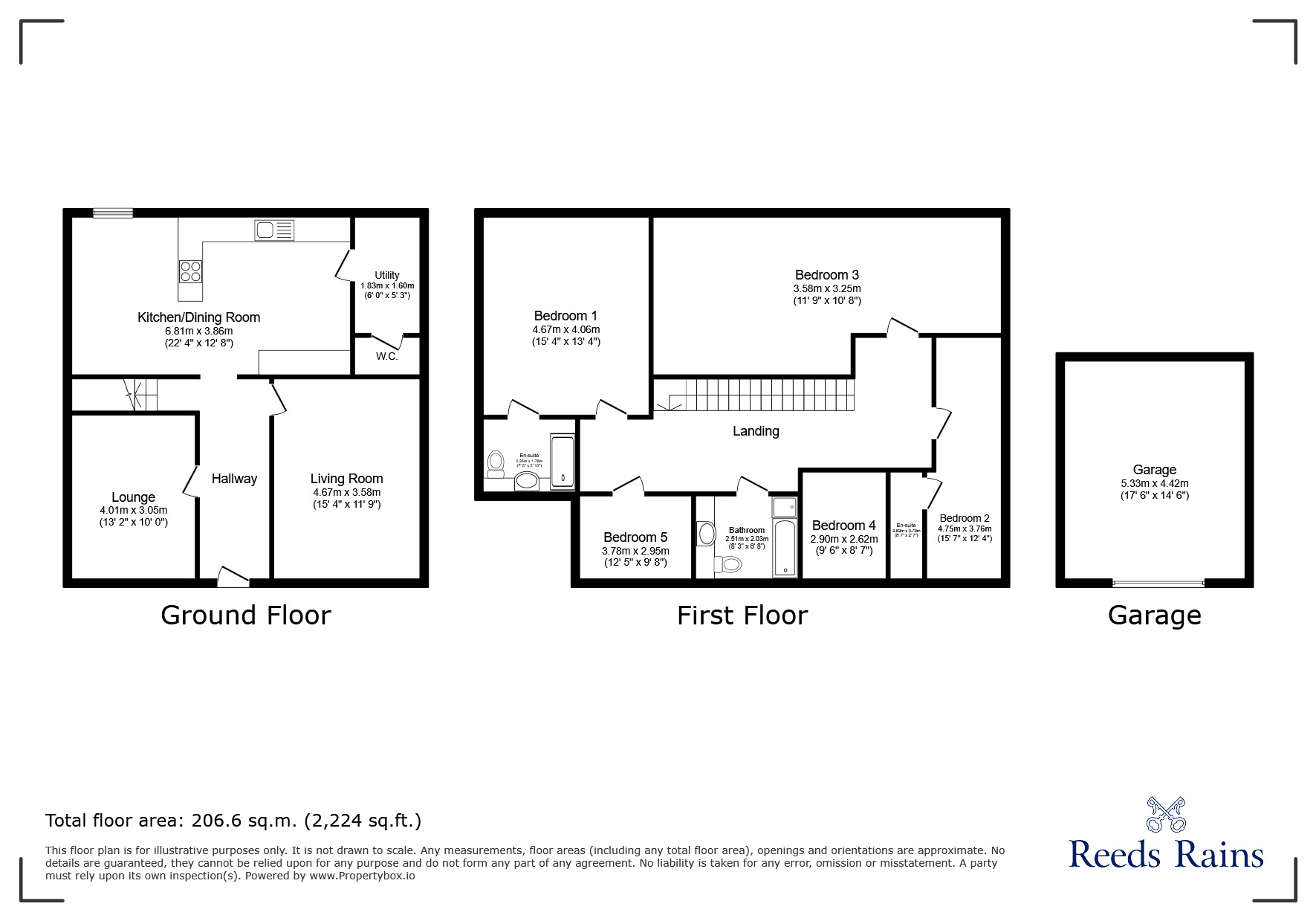 Floorplan of 4 bedroom Detached House to rent, Jones Way, Higher Kinnerton, Flintshire, CH4