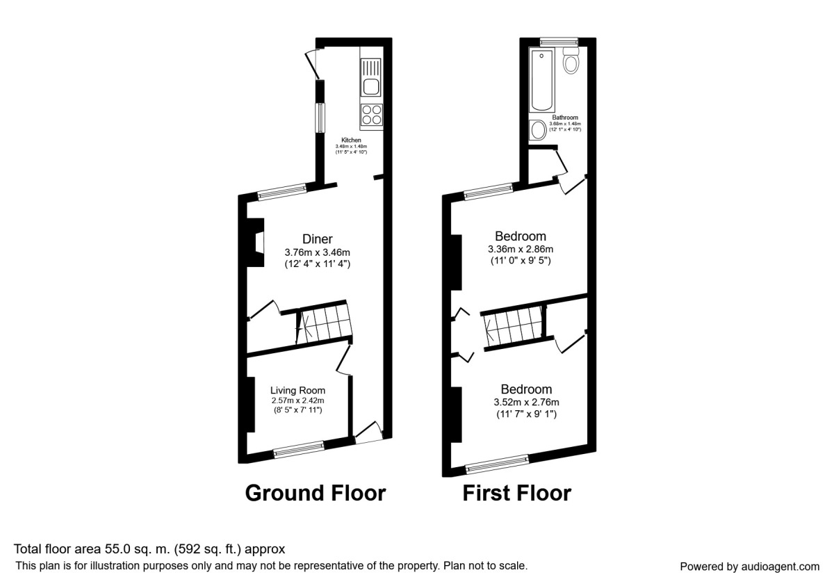 Floorplan of 3 bedroom Mid Terrace House to rent, Garden Lane, Chester, Cheshire, CH1