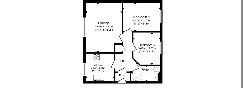 Floorplan of 2 bedroom Flat for sale, Thomas Brassey Close, Chester, Cheshire, CH2