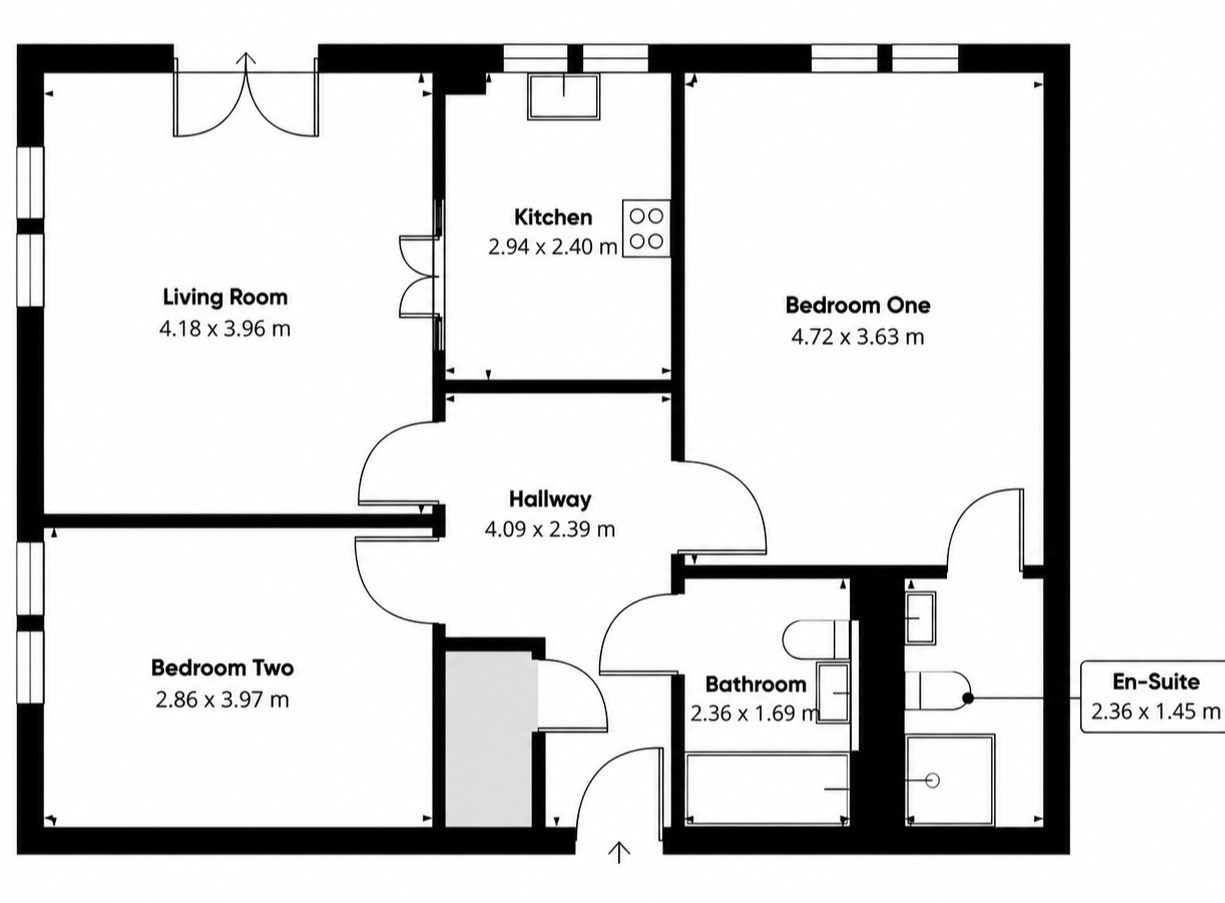 Floorplan of 2 bedroom Flat for sale, Boughton Hall, Chester, Cheshire, CH3