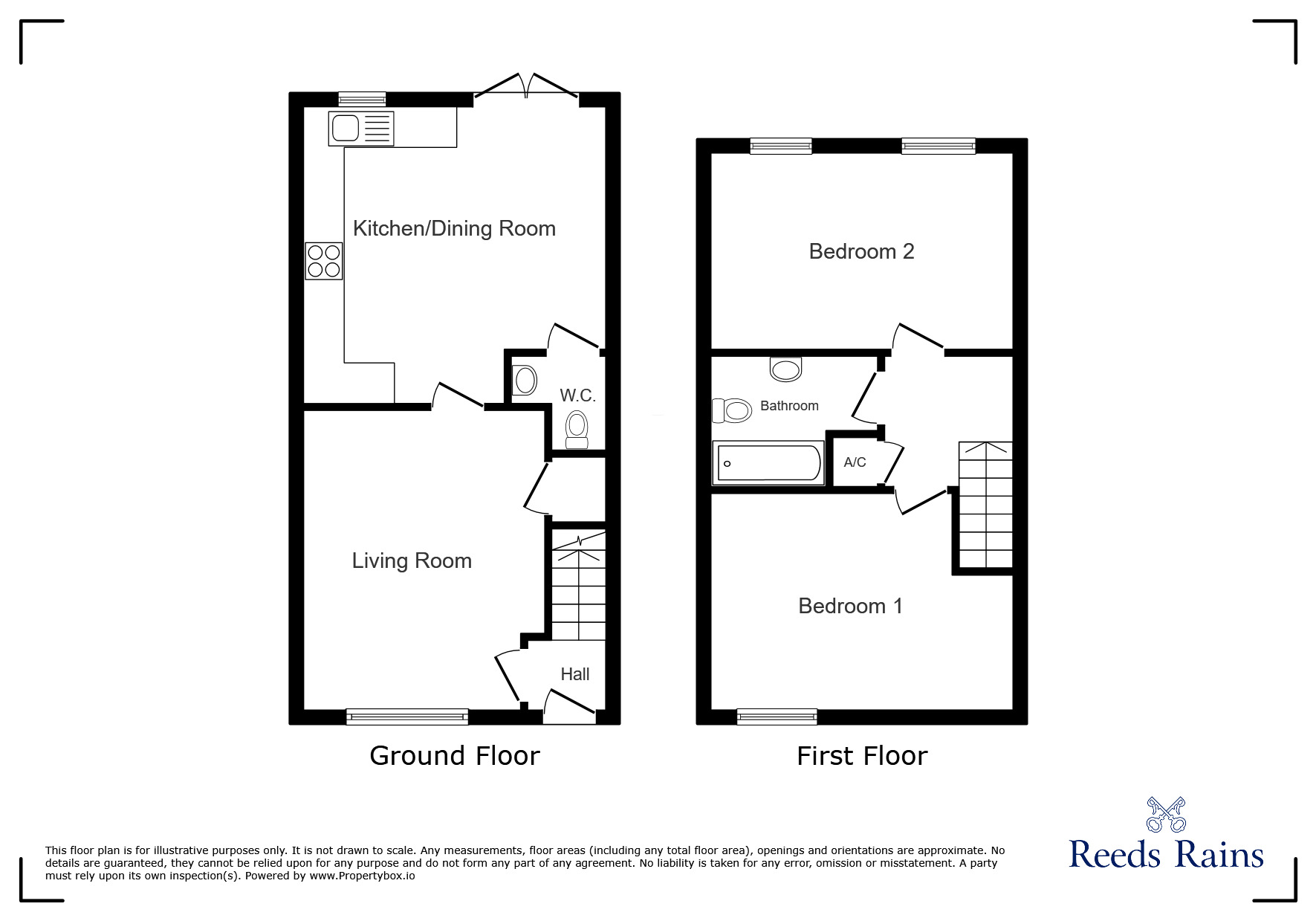Floorplan of 2 bedroom Mid Terrace House for sale, Ffordd Dewi, Oakenholt, Flintshire, CH6
