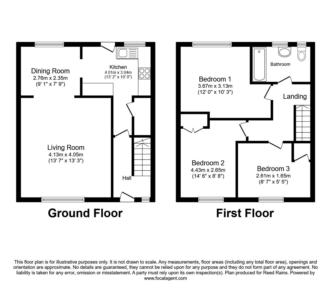 Floorplan of 3 bedroom Mid Terrace House to rent, Pipers Lane, Chester, Cheshire, CH2