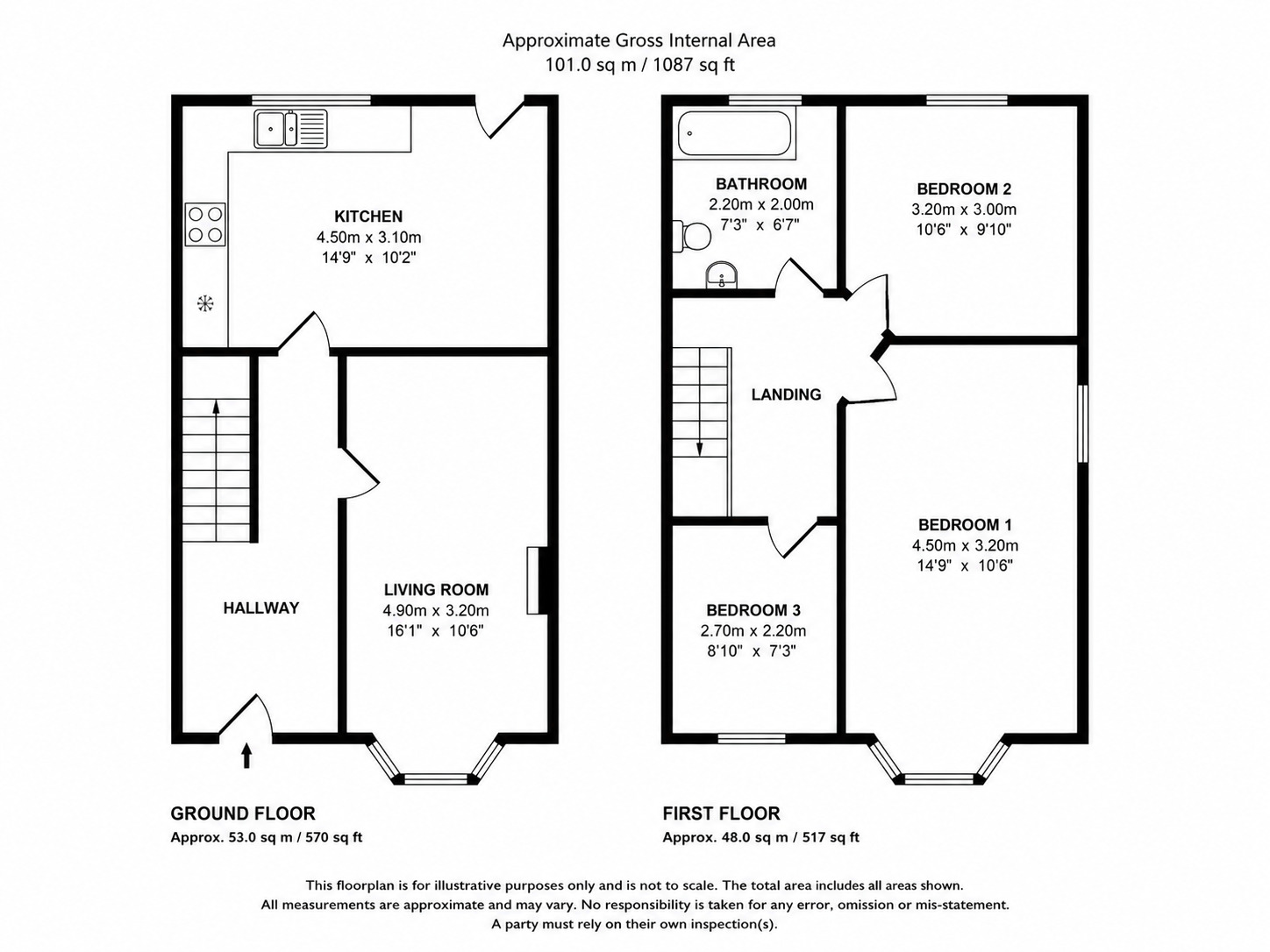 Floorplan of 3 bedroom Mid Terrace House for sale, Woodlea Avenue, Chester, Cheshire, CH2