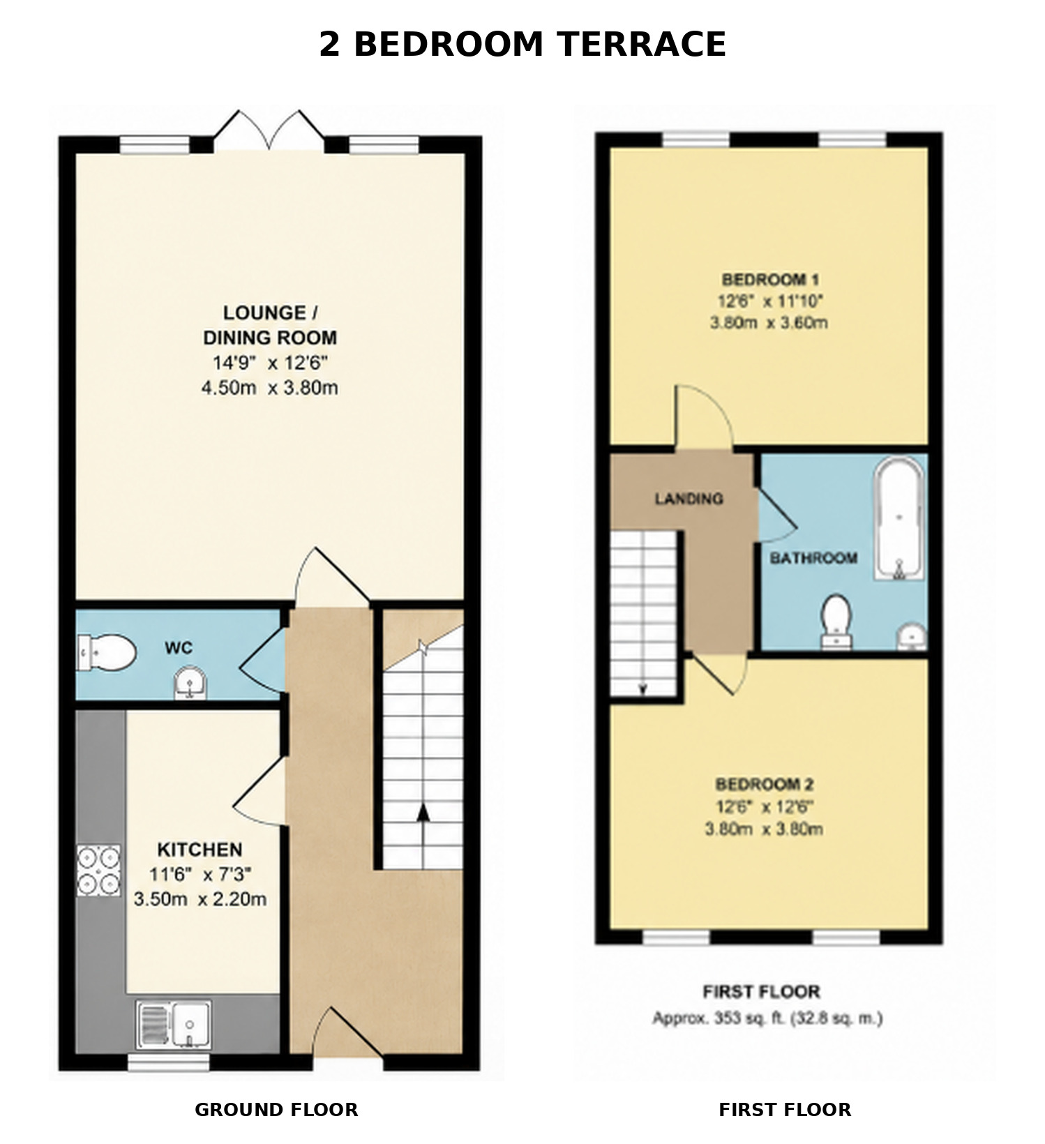 Floorplan of 2 bedroom End Terrace House for sale, Fortis Way, Chester, Cheshire, CH4