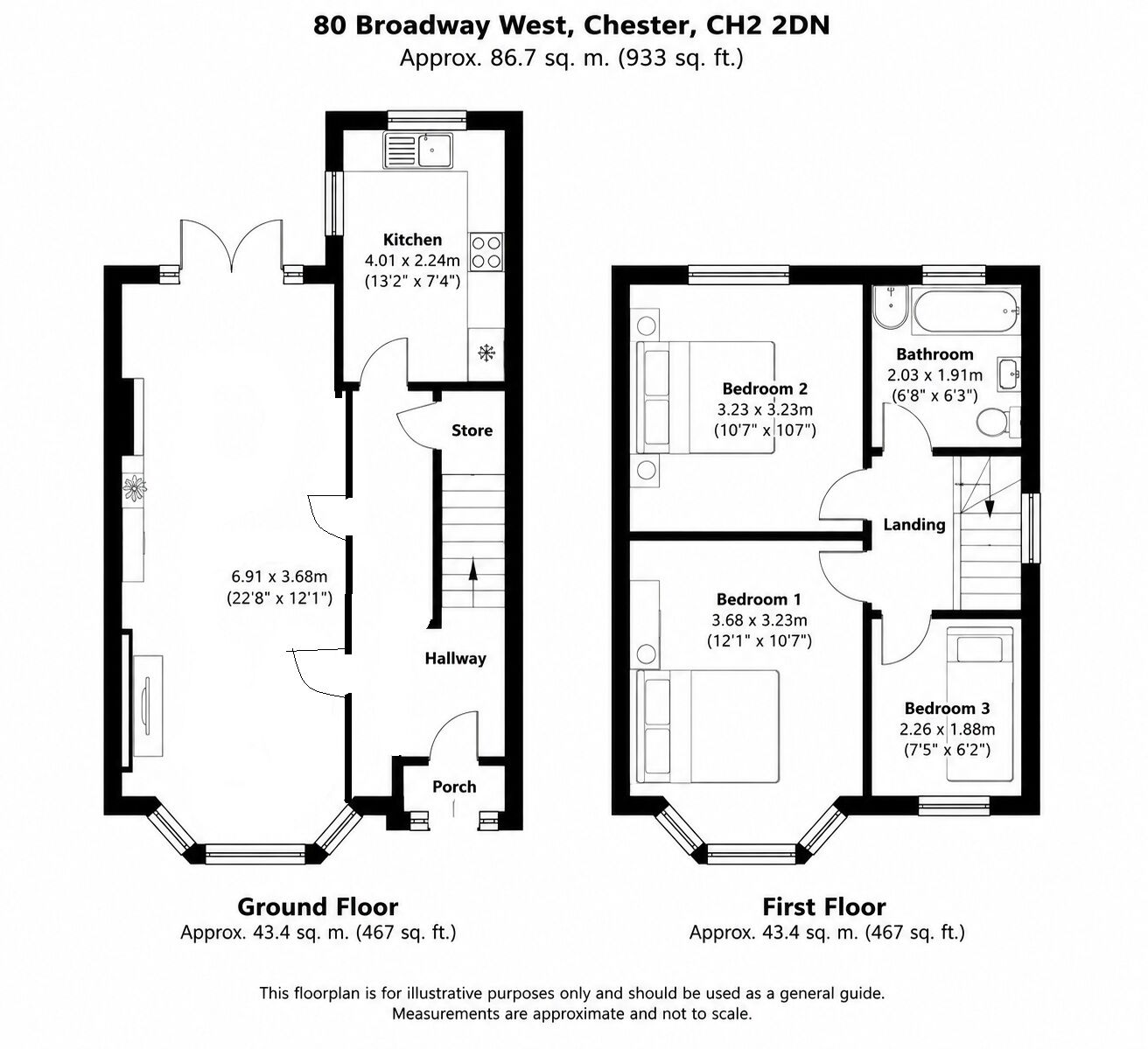 Floorplan of 3 bedroom Semi Detached House for sale, Broadway West, Chester, Cheshire, CH2