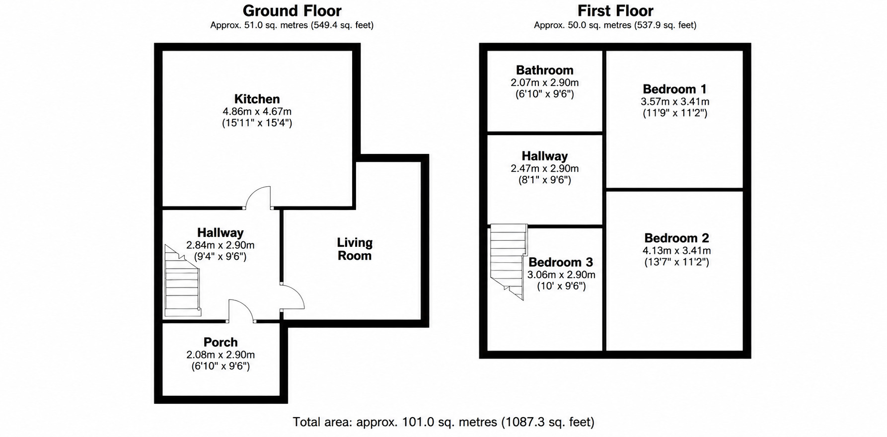 Floorplan of 3 bedroom Mid Terrace House for sale, Peckforton Way, Upton, Cheshire, CH2