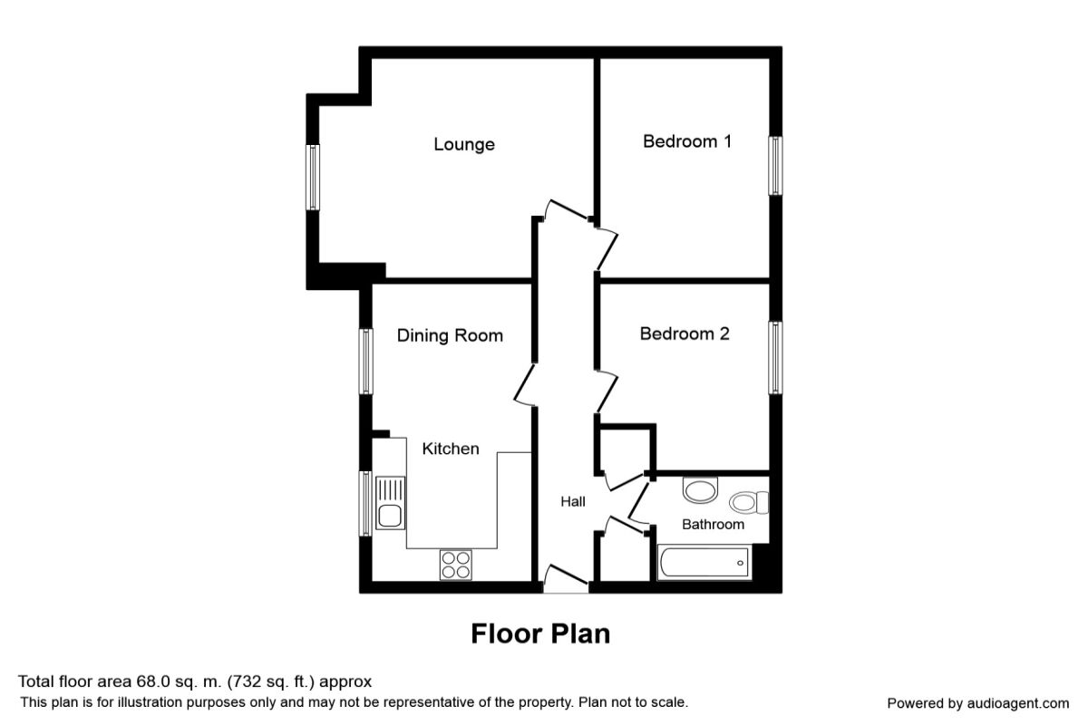 Floorplan of 2 bedroom  Flat to rent, Burnleys Mill Road, Gomersal, West Yorkshire, BD19