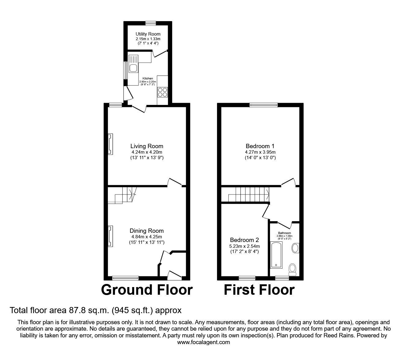 Floorplan of 2 bedroom Mid Terrace House for sale, St. Peg Lane, Cleckheaton, West Yorkshire, BD19