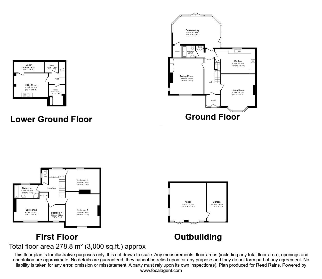 Floorplan of 4 bedroom Detached House for sale, Westcliffe Road, Cleckheaton, West Yorkshire, BD19