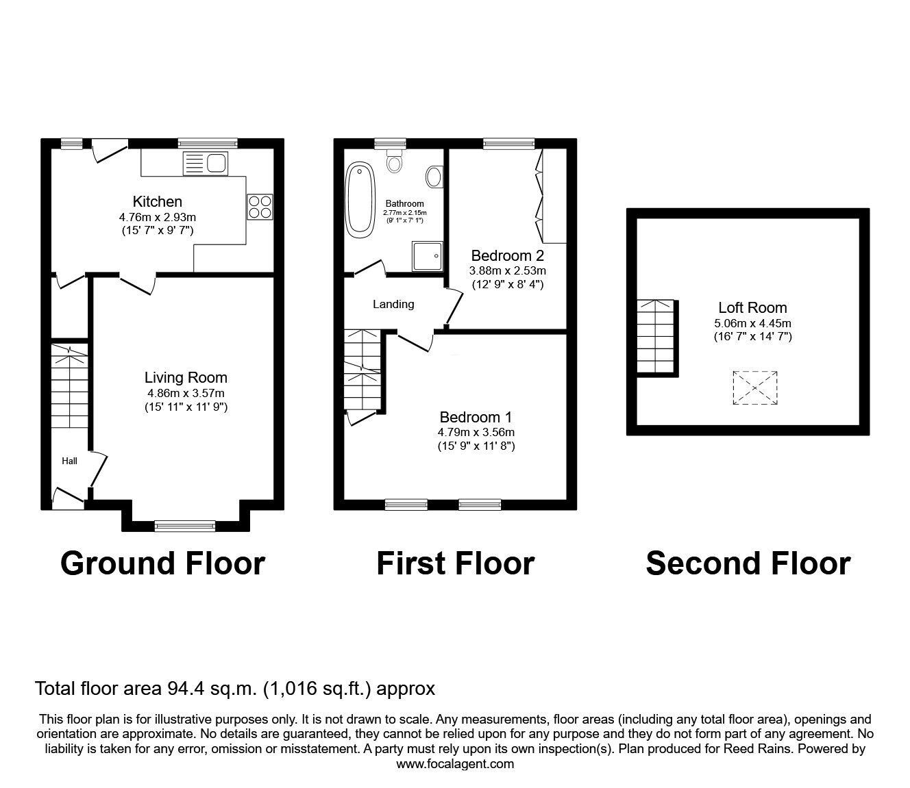 Floorplan of 2 bedroom Mid Terrace House for sale, Healds Road, Dewsbury, WF13