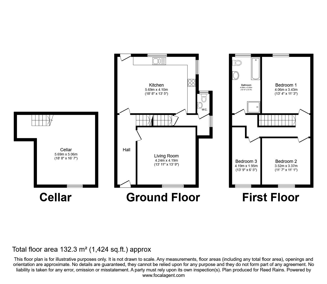 Floorplan of 3 bedroom Detached House for sale, South Parade, Cleckheaton, West Yorkshire, BD19