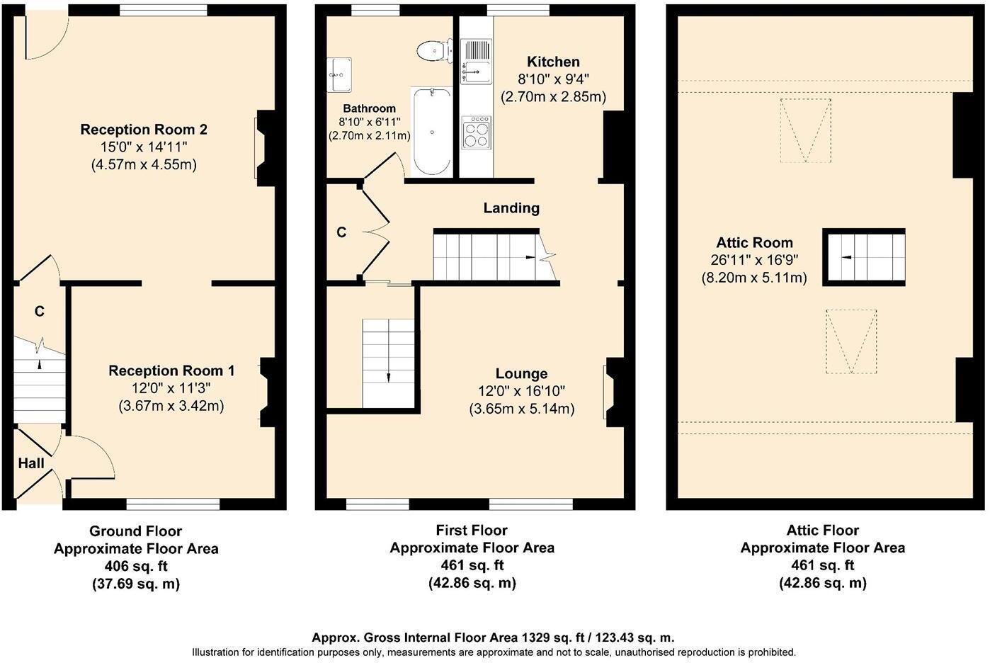 Floorplan of 2 bedroom Mid Terrace House for sale, Albert Street, Hebden Bridge, HX7