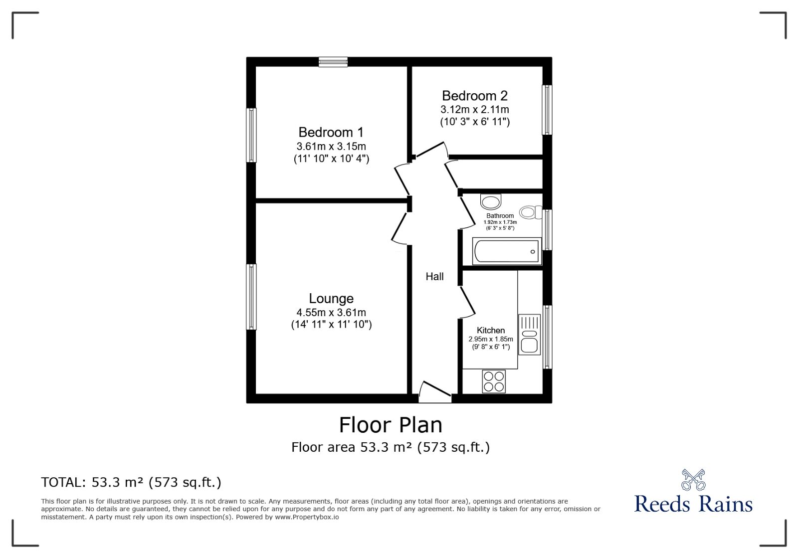 Floorplan of 2 bedroom  Flat for sale, Queen Street, Cleckheaton, West Yorkshire, BD19