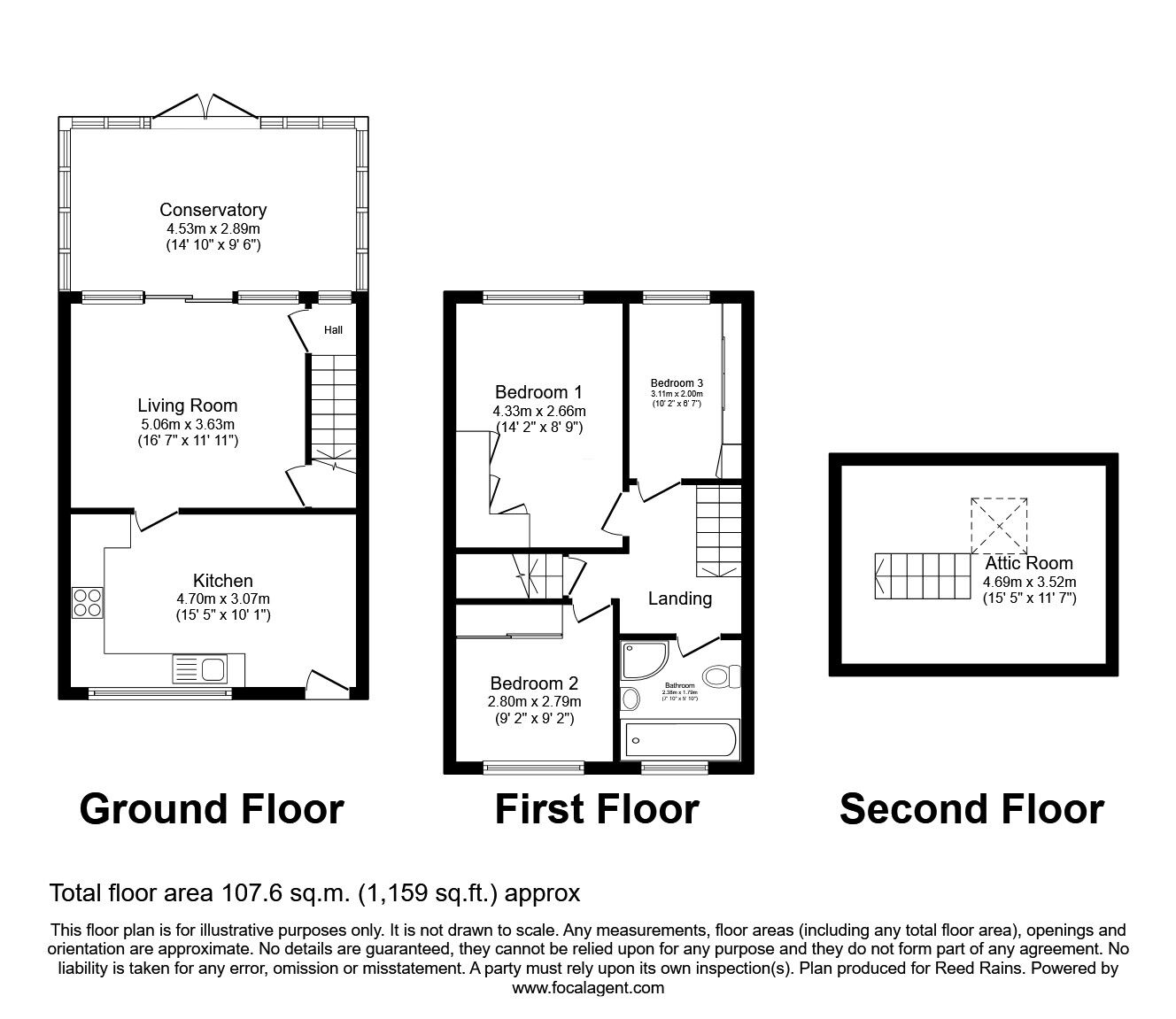 Floorplan of 3 bedroom Mid Terrace House for sale, Durlston Terrace, Wyke, West Yorkshire, BD12