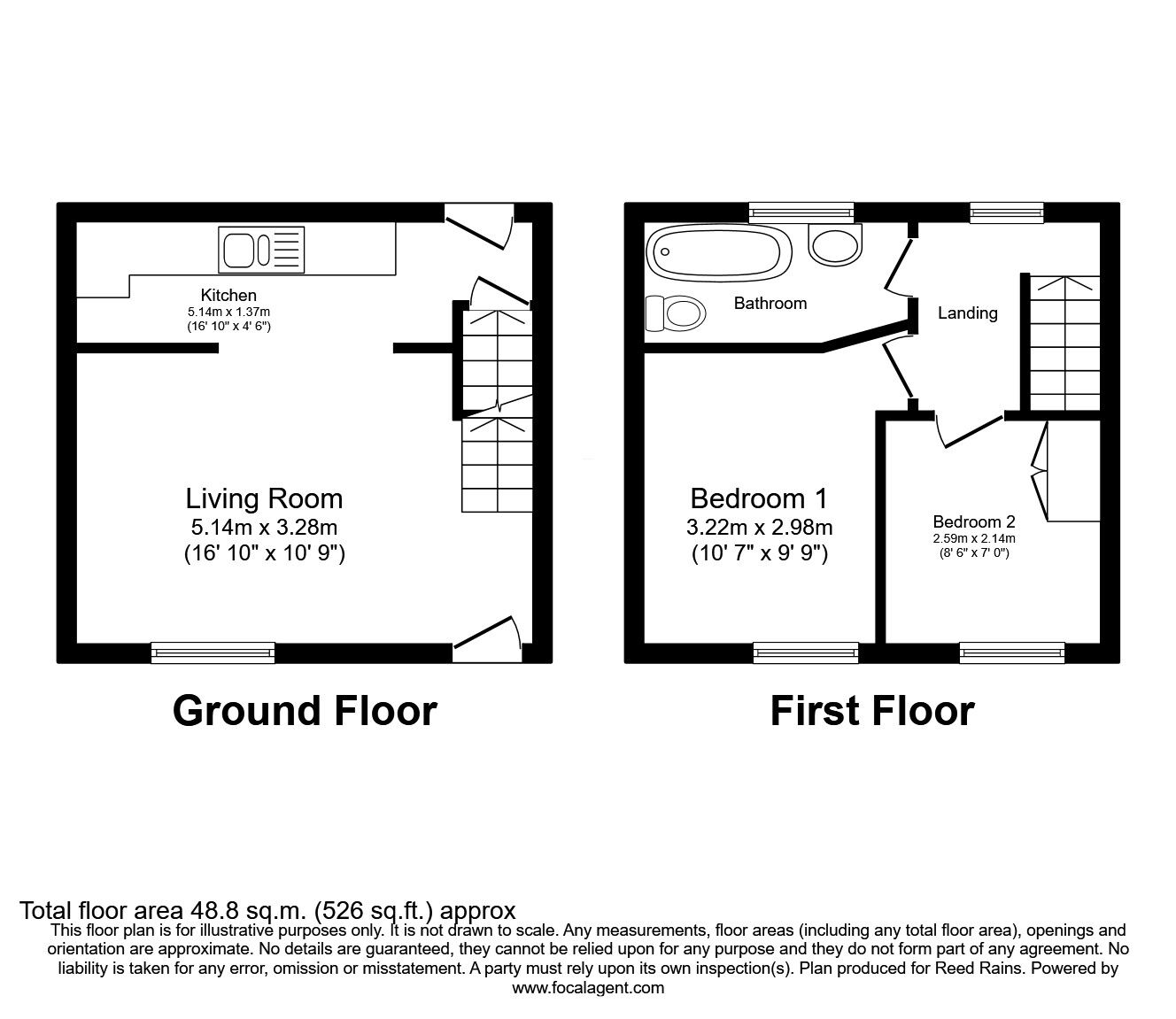 Floorplan of 2 bedroom Mid Terrace House for sale, King Street, Heckmondwike, West Yorkshire, WF16
