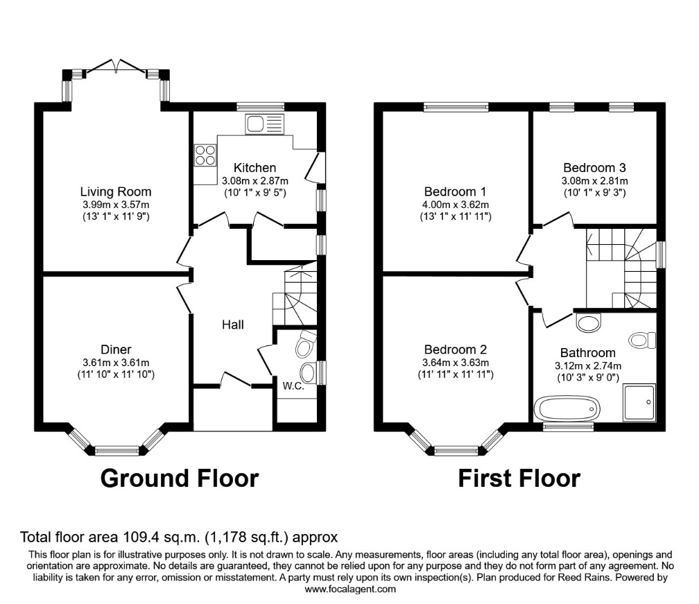 Floorplan of 3 bedroom Semi Detached House for sale, Whitechapel Road, Scholes, West Yorkshire, BD19