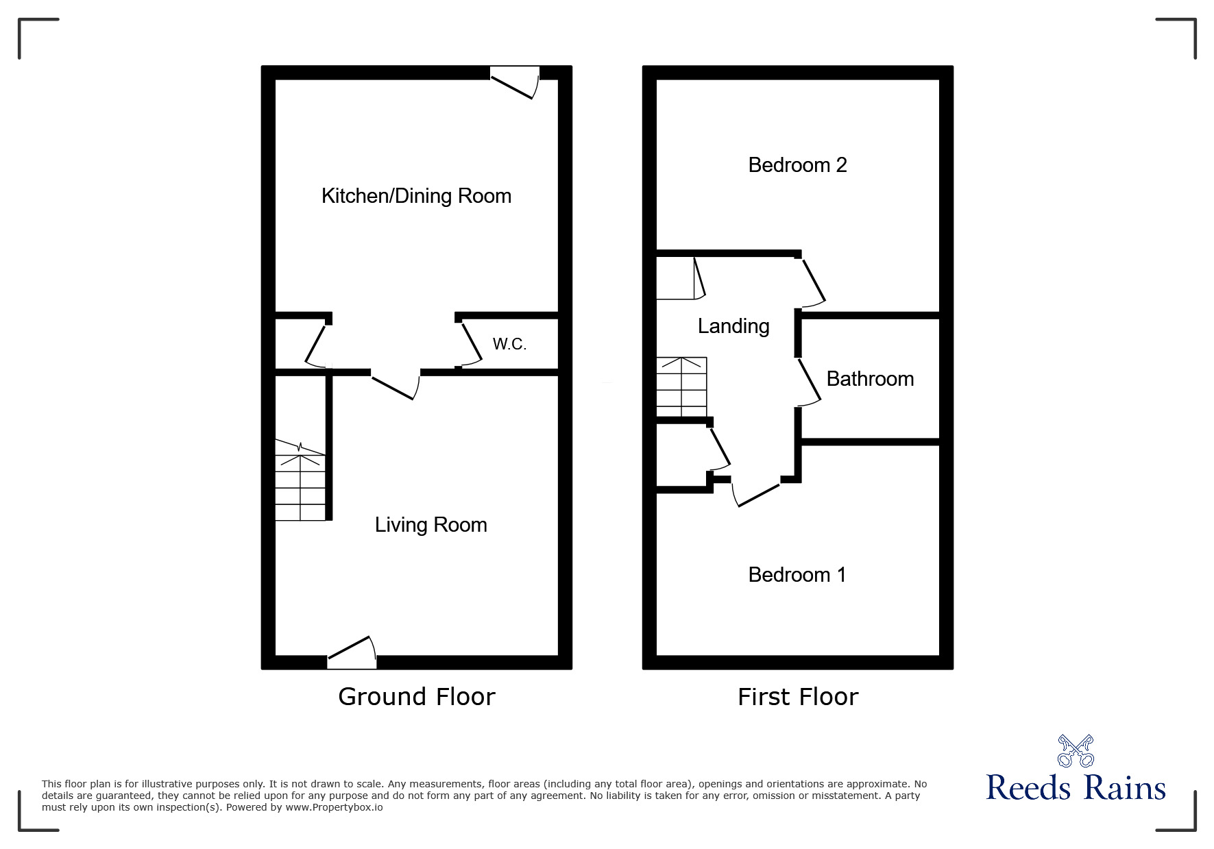 Floorplan of 2 bedroom End Terrace House for sale, Walton Heights, Liversedge, West Yorkshire, WF15