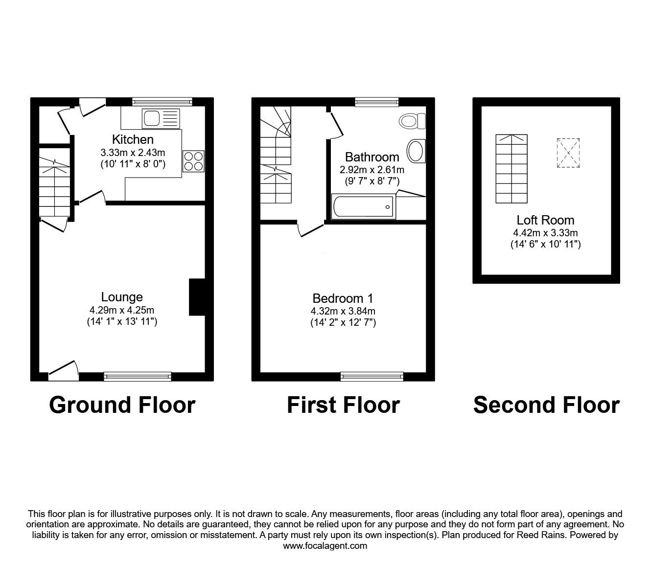 Floorplan of 1 bedroom Mid Terrace House for sale, Fields Road, Low Moor, West Yorkshire, BD12