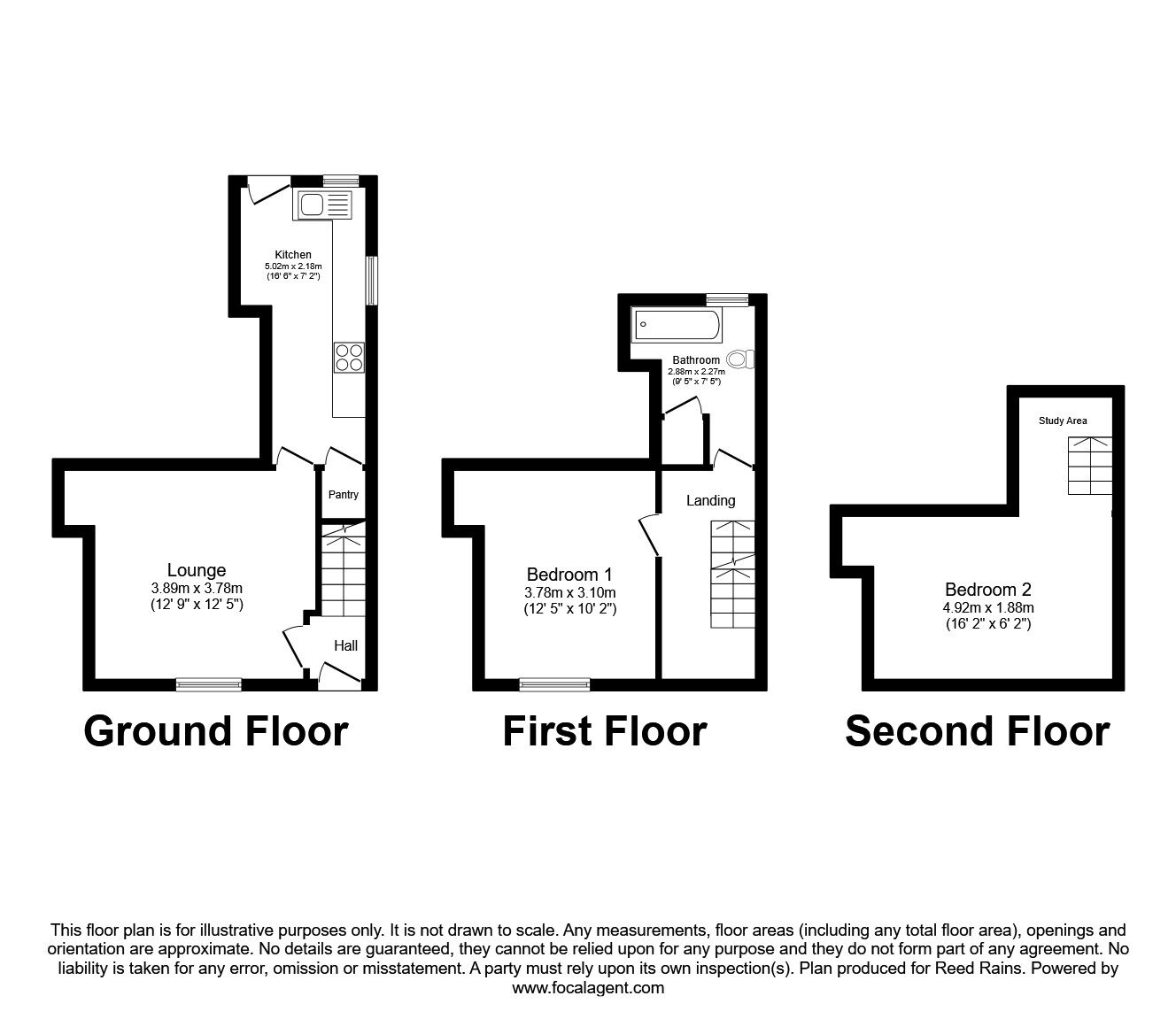 Floorplan of 2 bedroom End Terrace House for sale, Ladywell Lane, West Yorkshire, WF15