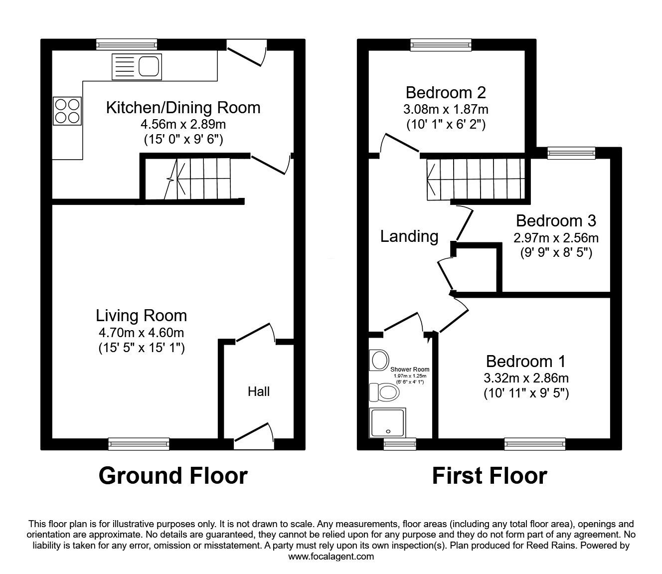 Floorplan of 3 bedroom Mid Terrace House for sale, Howard Park, Cleckheaton, West Yorkshire, BD19