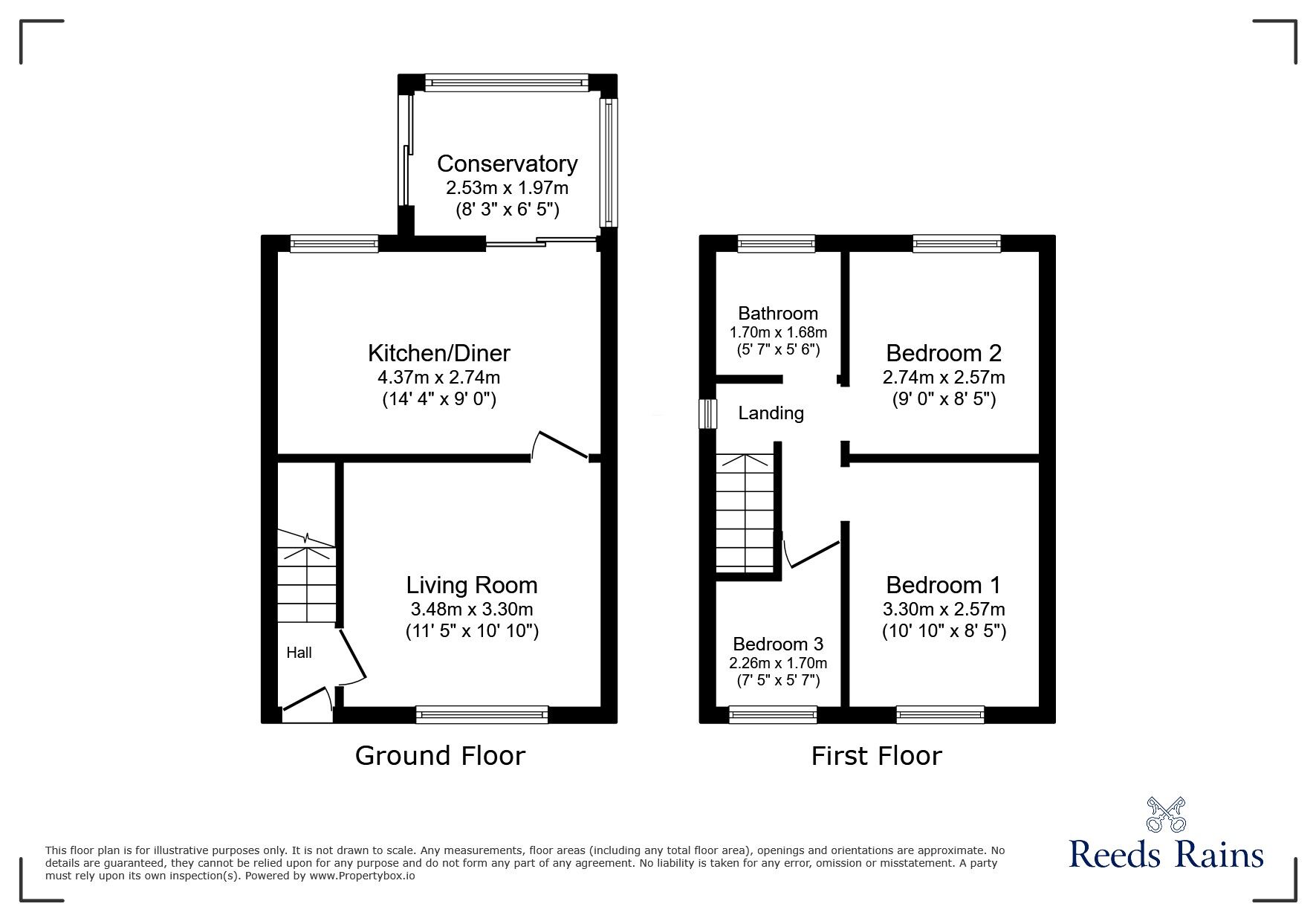 Floorplan of 3 bedroom End Terrace House for sale, Craven Close, Gomersal, West Yorkshire, BD19