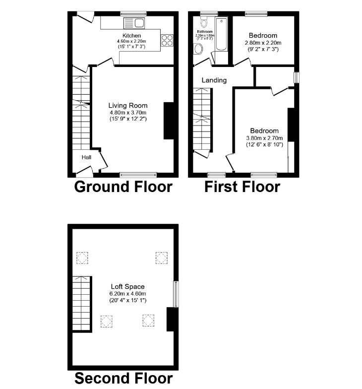 Floorplan of 3 bedroom End Terrace House for sale, Westcliffe Road, Cleckheaton, West Yorkshire, BD19