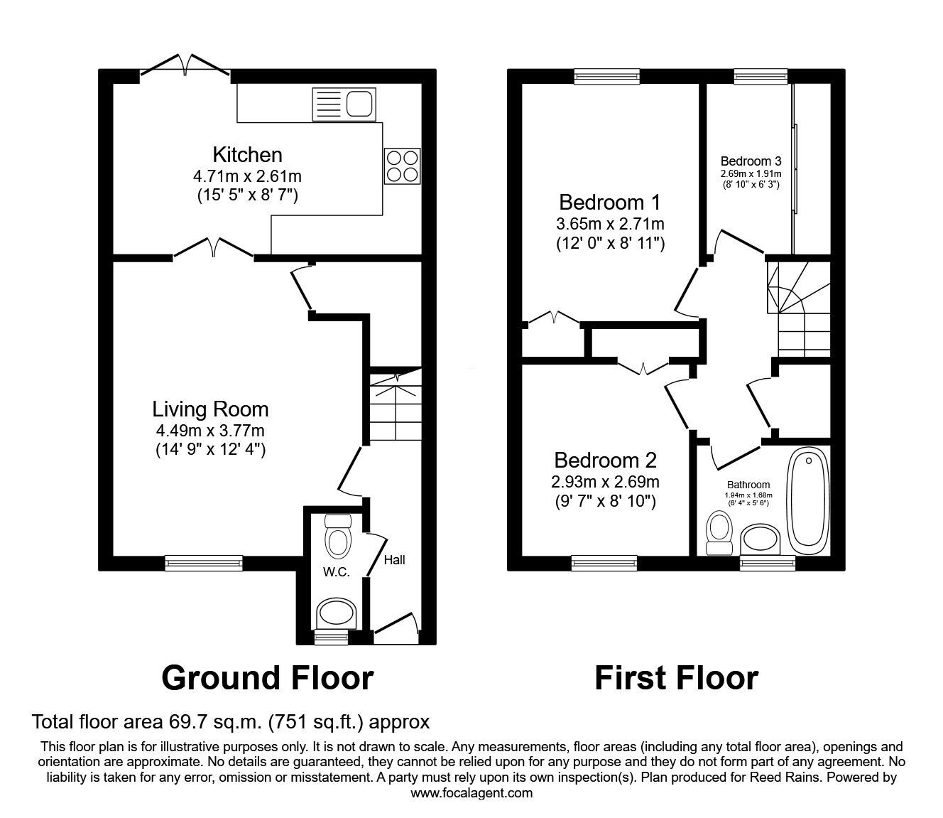 Floorplan of 3 bedroom End Terrace House for sale, Heaton Avenue, Cleckheaton, West Yorkshire, BD19