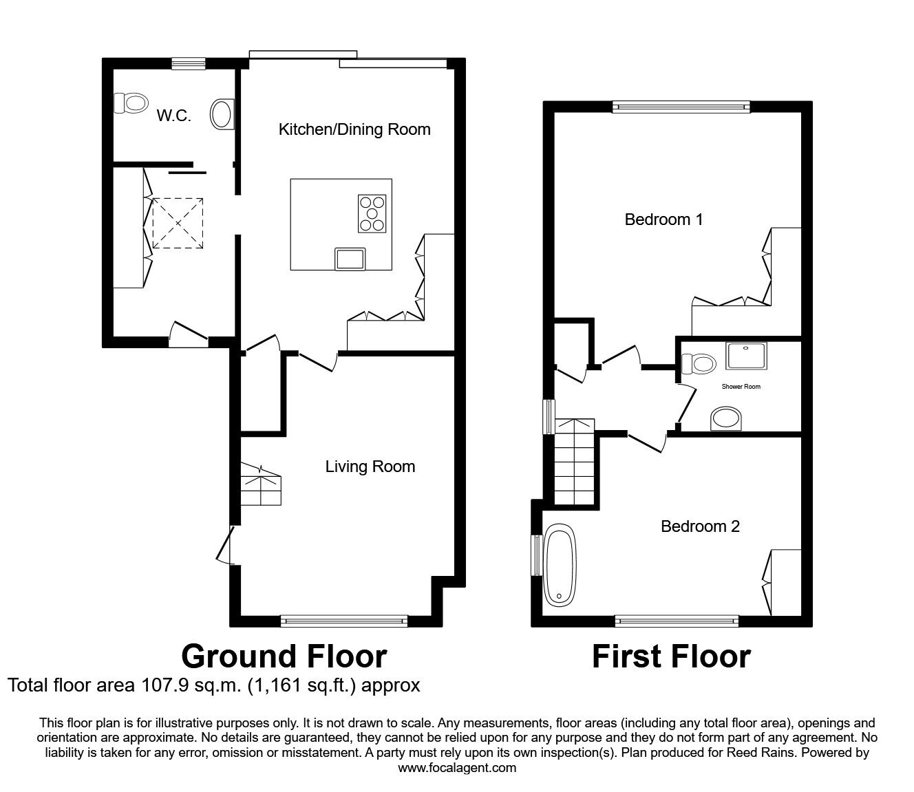 Floorplan of 2 bedroom Semi Detached House for sale, Highmoor Lane, Cleckheaton, West Yorkshire, BD19