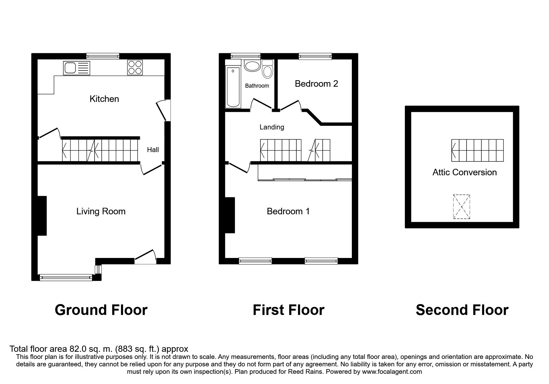 Floorplan of 2 bedroom End Terrace House for sale, Carr House Gate, Wyke, West Yorkshire, BD12