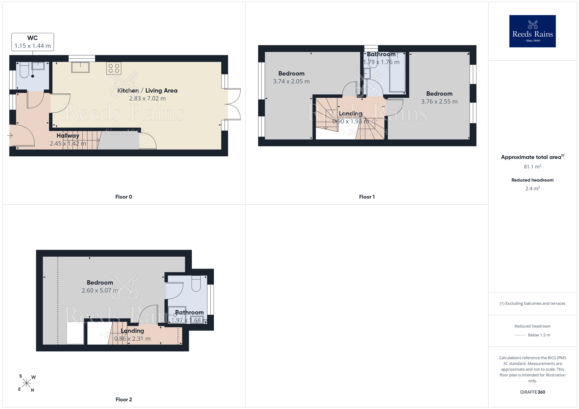 Floorplan of 3 bedroom House to rent, Willow Street, Cleckheaton, West Yorkshire, BD19