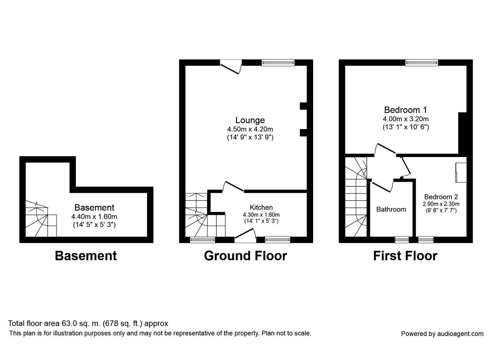 Floorplan of 2 bedroom Mid Terrace House to rent, Highfield Terrace, Cleckheaton, West Yorkshire, BD19