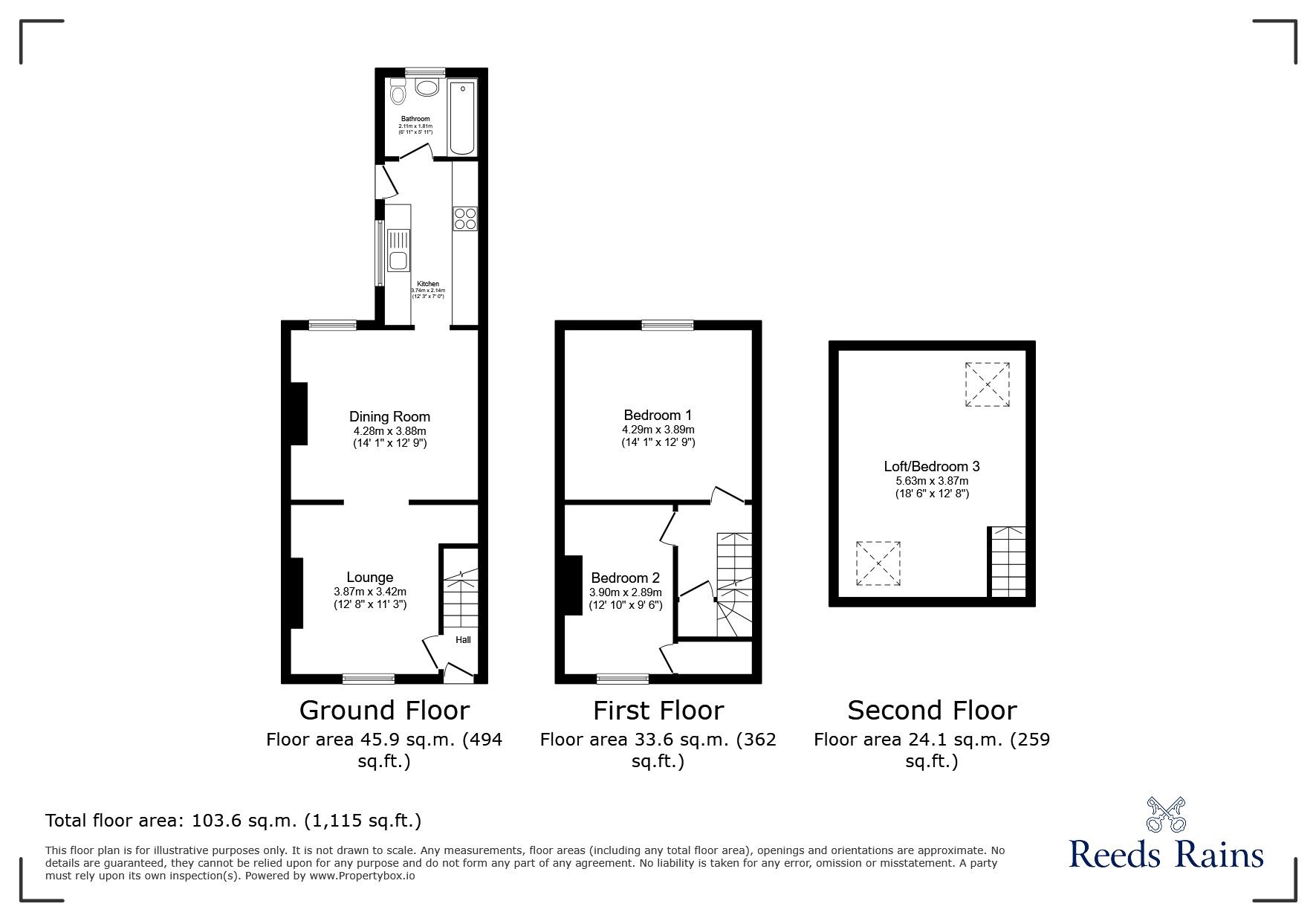 Floorplan of 3 bedroom Mid Terrace House for sale, Treefield Road, Clevedon, North Somerset, BS21